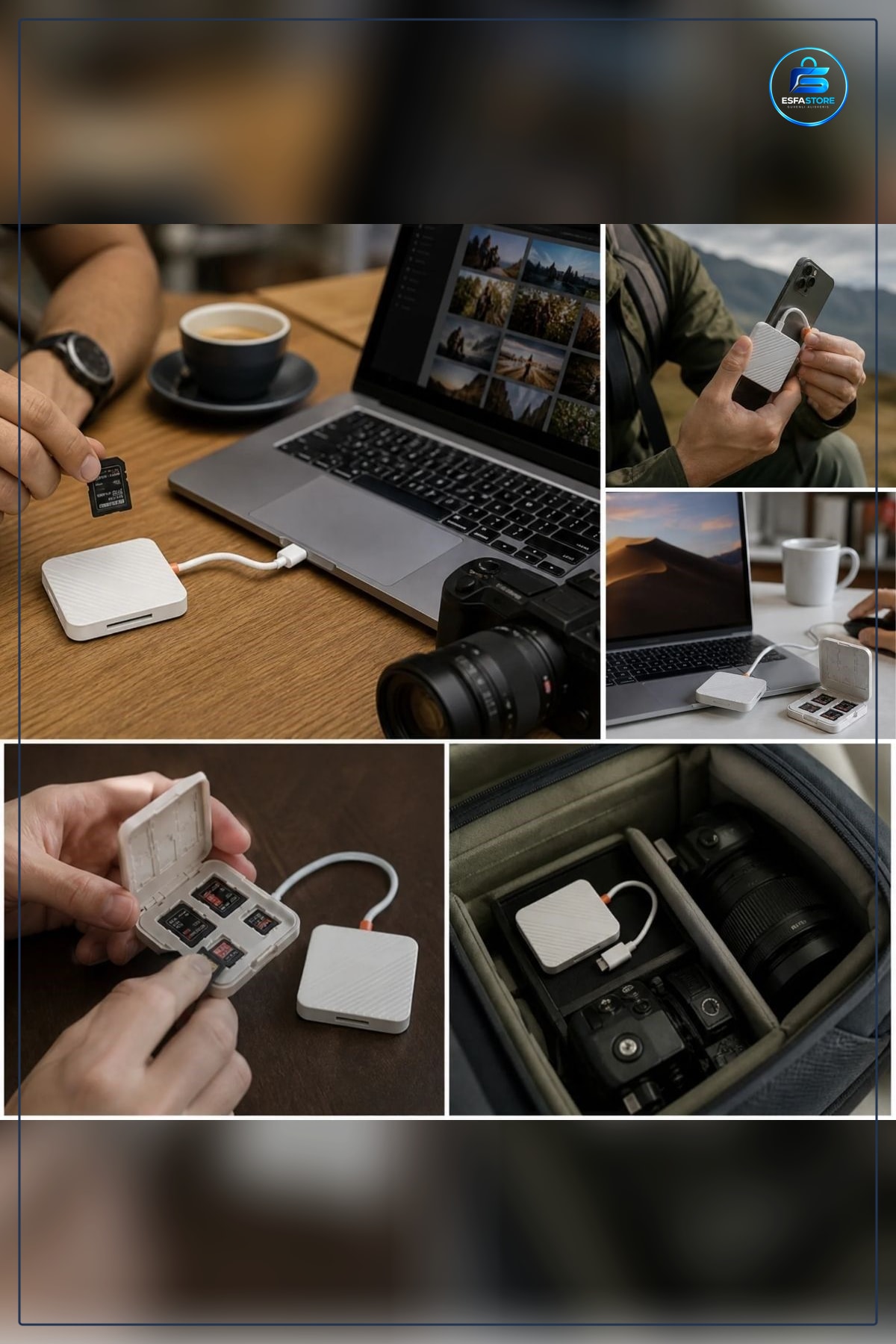 Kart Okuyucu USB ve Type C Uyumlu SD TF Hafıza Kartı Saklama Kutulu Pratik Veri Aktarım Adaptörü