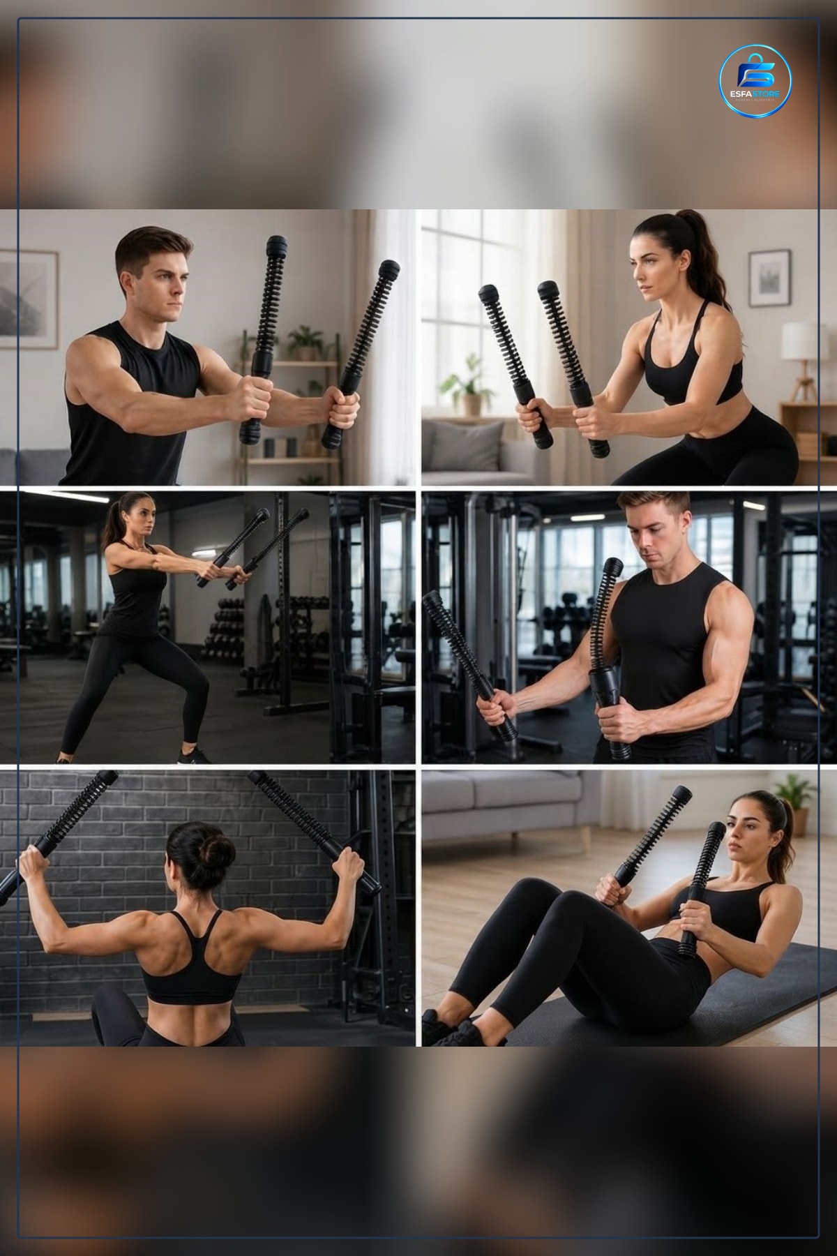Battle Rope Titreşimli Egzersiz Çubuğu Yaylı Dalga Mekanizmalı Kol Omuz Göğüs Antrenman Aleti