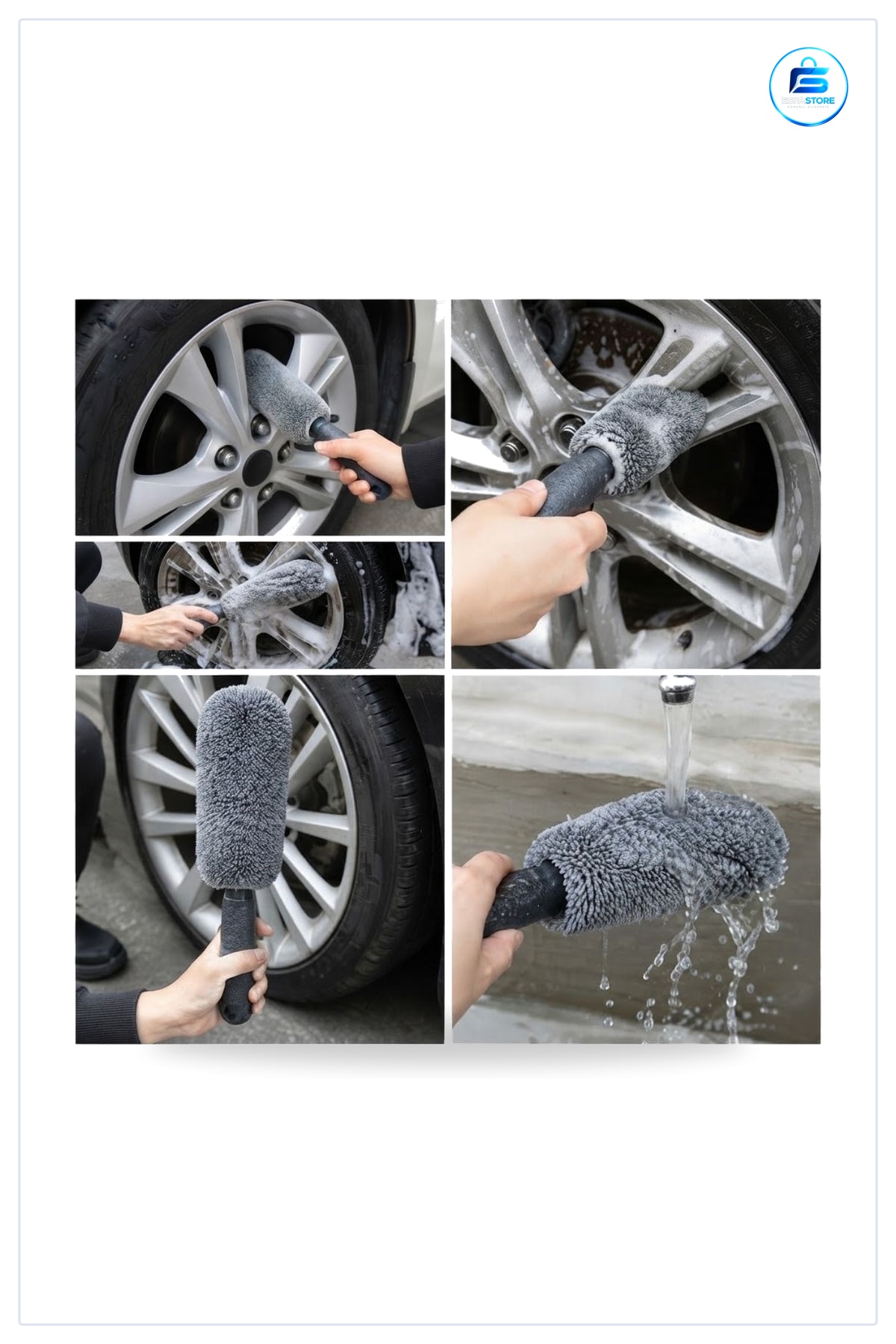 Mikrofiber Jant Temizleme Fırçası Yumuşak Saplı Araba Motosiklet Lastik Bakım Dayanıklı Pratik
