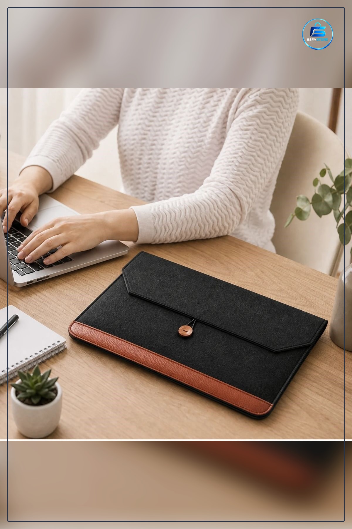 Keçe Laptop ve Evrak Çantası Düğmeli Kapanışlı Notebook Dosya Taşıma Aksesuar Bölmeli Dayanıklı