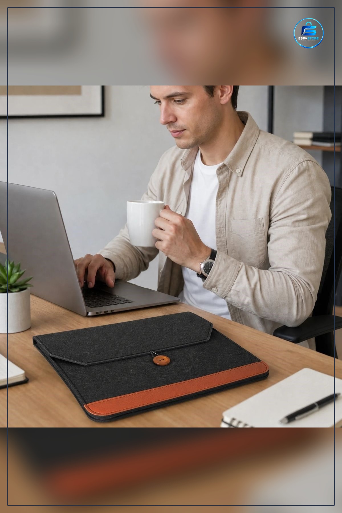 Keçe Laptop ve Evrak Çantası Düğmeli Kapanışlı Notebook Dosya Taşıma Aksesuar Bölmeli Dayanıklı