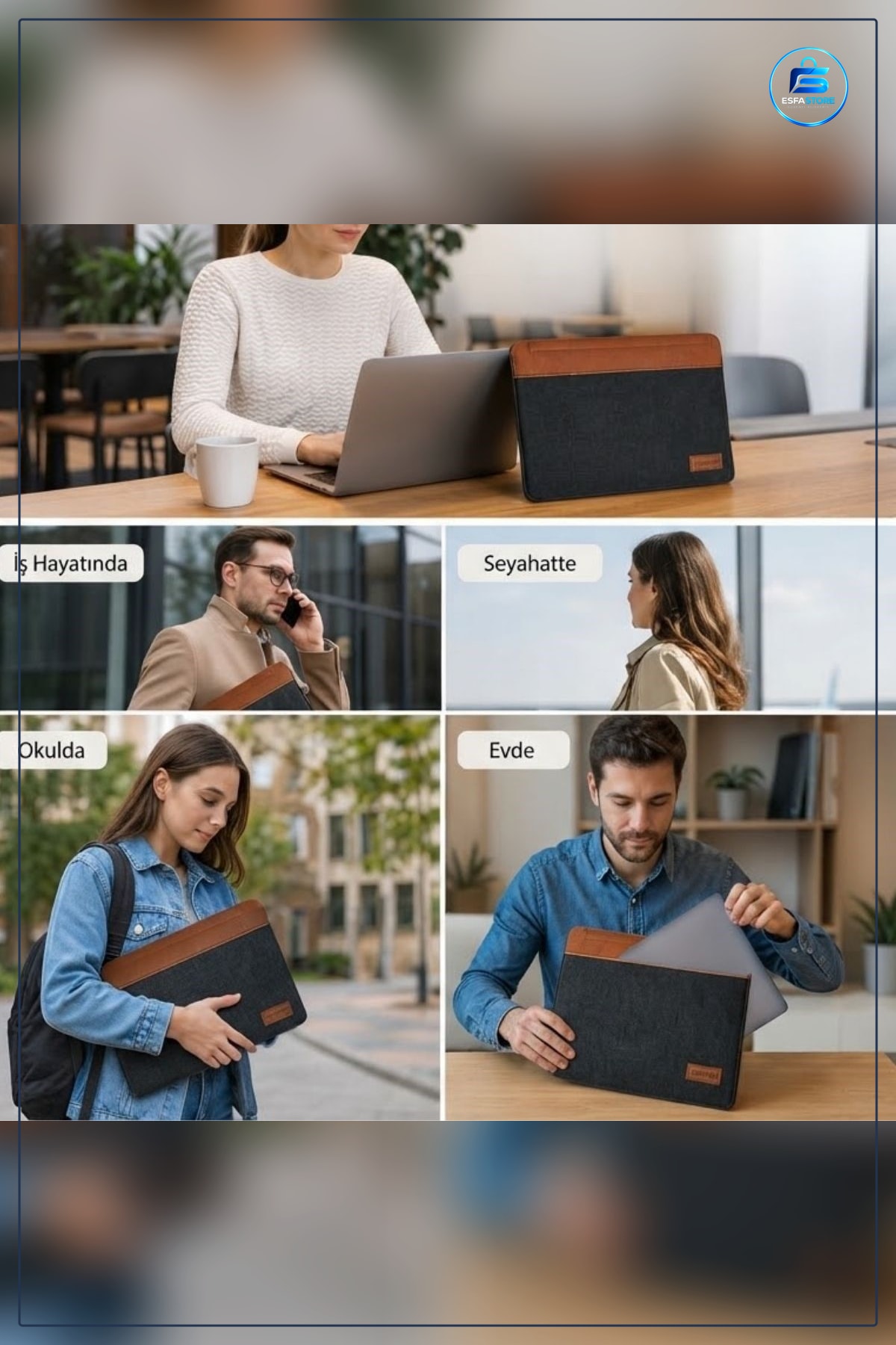 Keçe Laptop ve Evrak Çantası Mıknatıslı Kapanışlı Notebook Dosya Taşıma Arka Cepli Hafif Dayanıklı