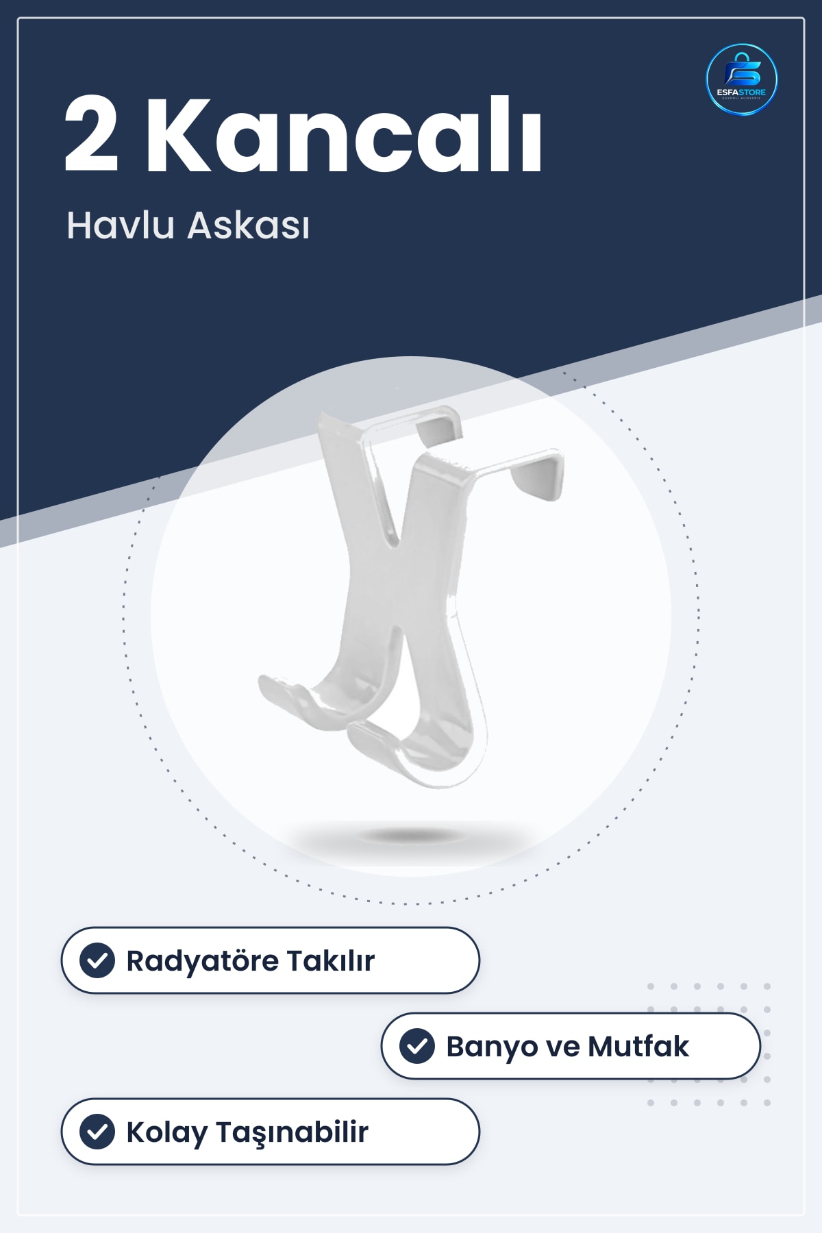Havlupan 2 Kancalı Banyo Mutfak Askısı Hang It Pratik Kolay Taşınabilir Radyatör Askı Aparatı