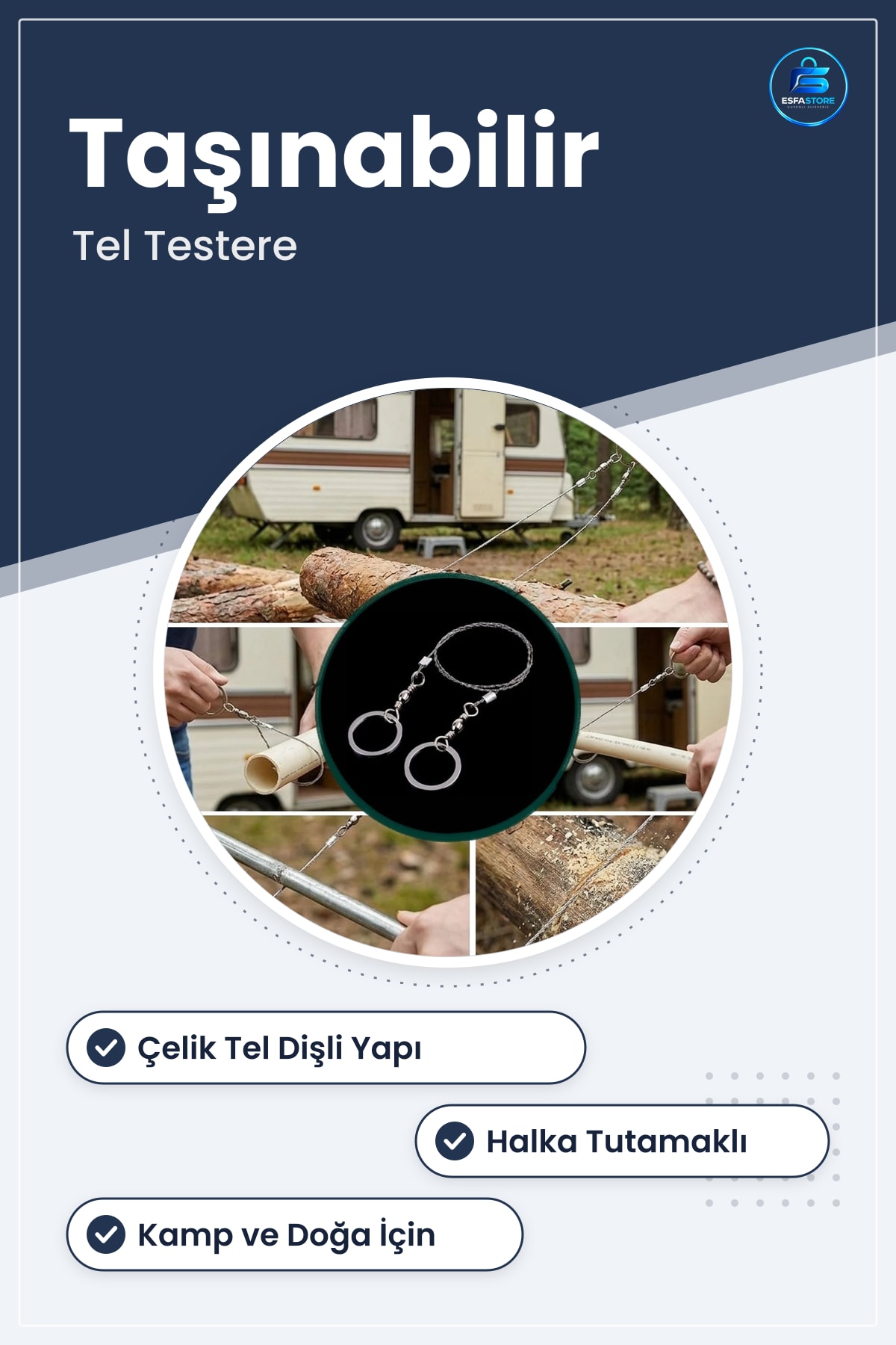 Taşınabilir Cep Testeresi Çelik Tel Kamp Karavan Balıkçılık Avcılık Ahşap Plastik Metal Kesici