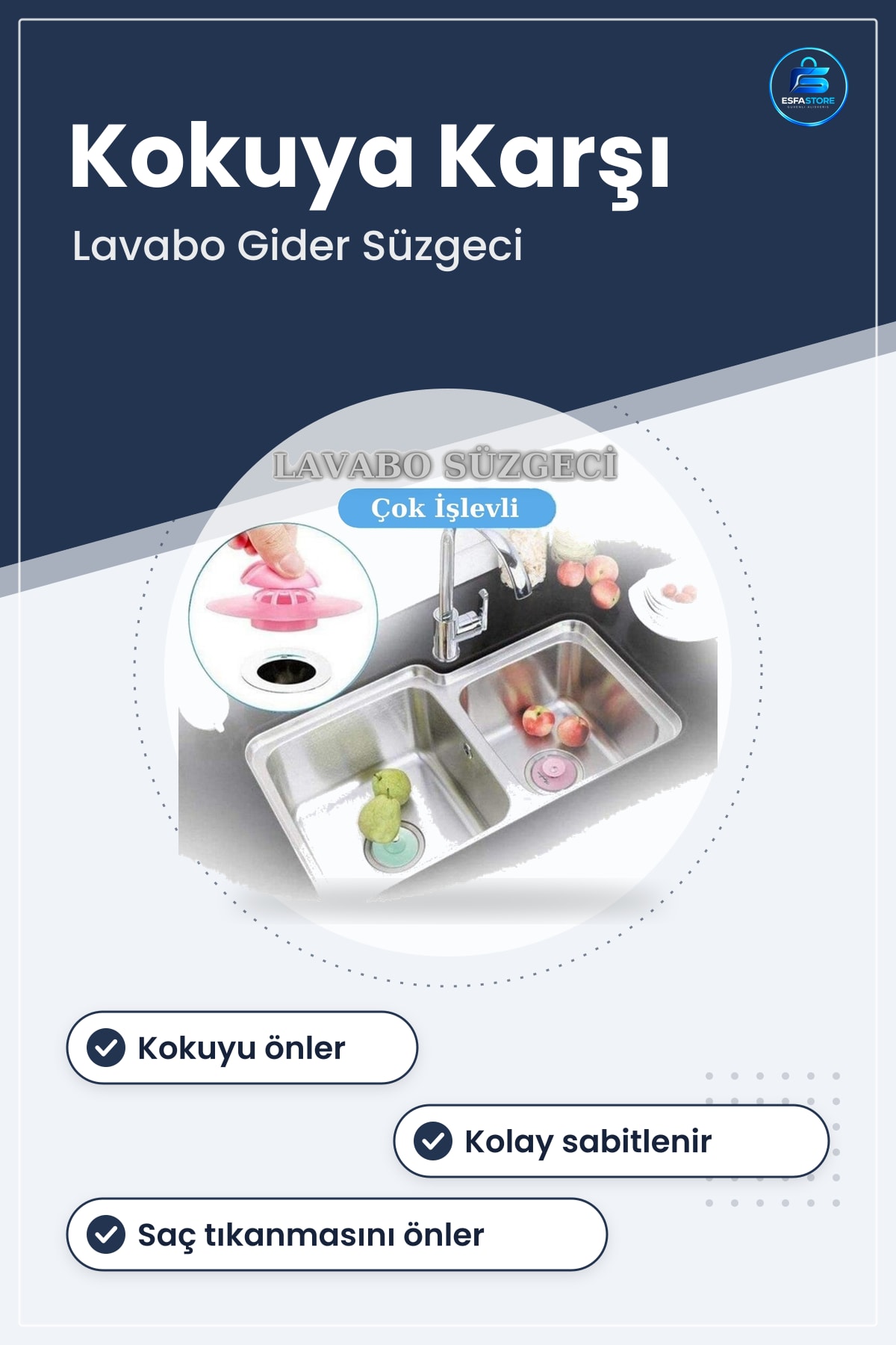 Silikon Lavabo Süzgeci Kaydırmaz Gider Tıpası Banyo Mutfak Evye Kokuya Karşı Pratik Kullanım