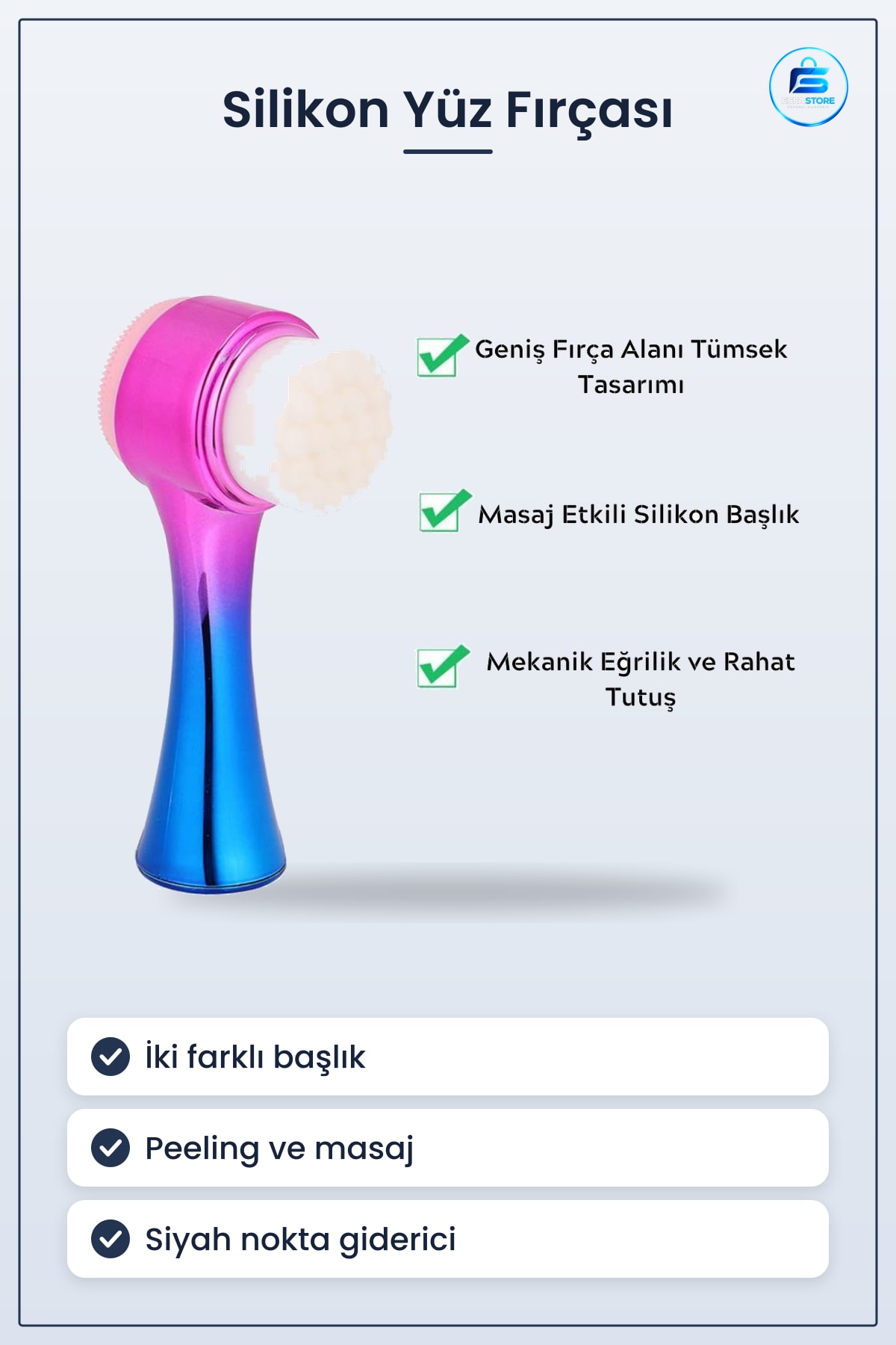 Çift İşlevli Silikon Yüz Temizleme Fırçası Peeling Masaj Gözenek Temizleyici Cilt Bakım Aleti