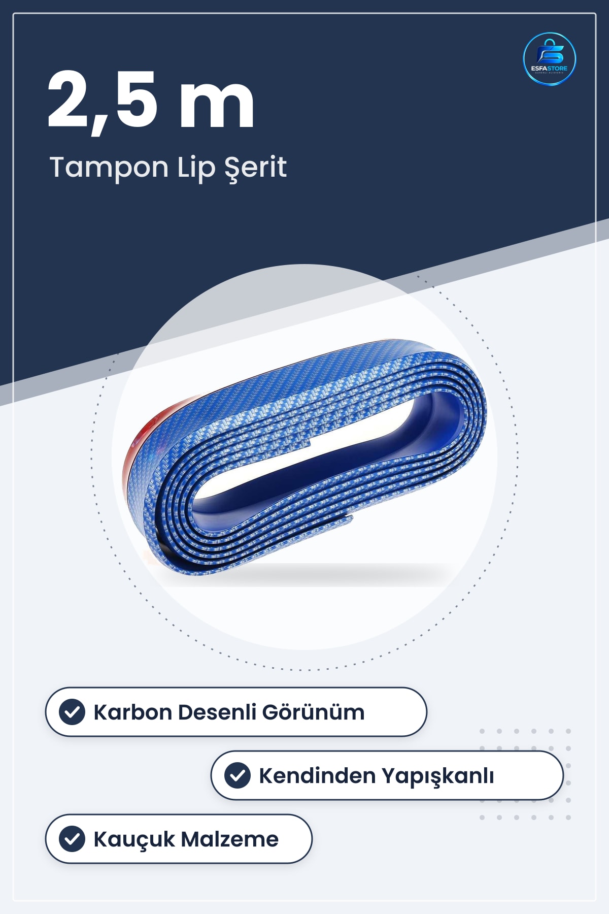 Araç Ön Tampon Lip Karbon Desenli Kauçuk Koruyucu Şerit Döşeme Kiti Dayanıklı Pratik Özel Tasarım