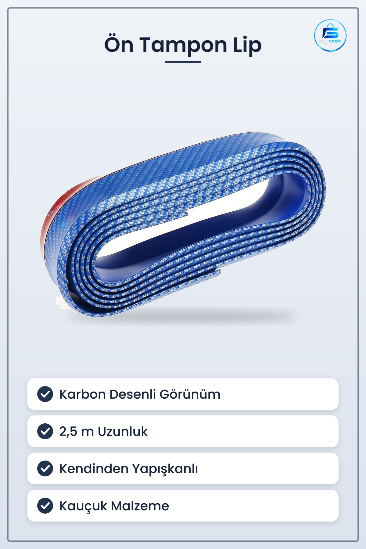 Araç Ön Tampon Lip Karbon Desenli Kauçuk Koruyucu Şerit Döşeme Kiti Dayanıklı Pratik Özel Tasarım
