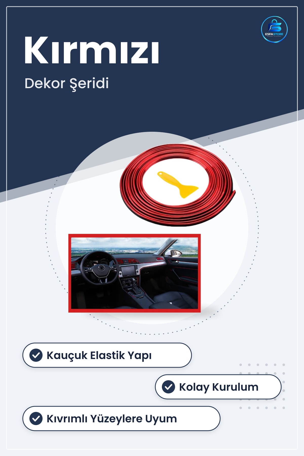 Oto Trim Dekorasyon Şeridi Kauçuk Elastik İç Mekan Kolay Kurulum Araç Kenar Bant Pratik