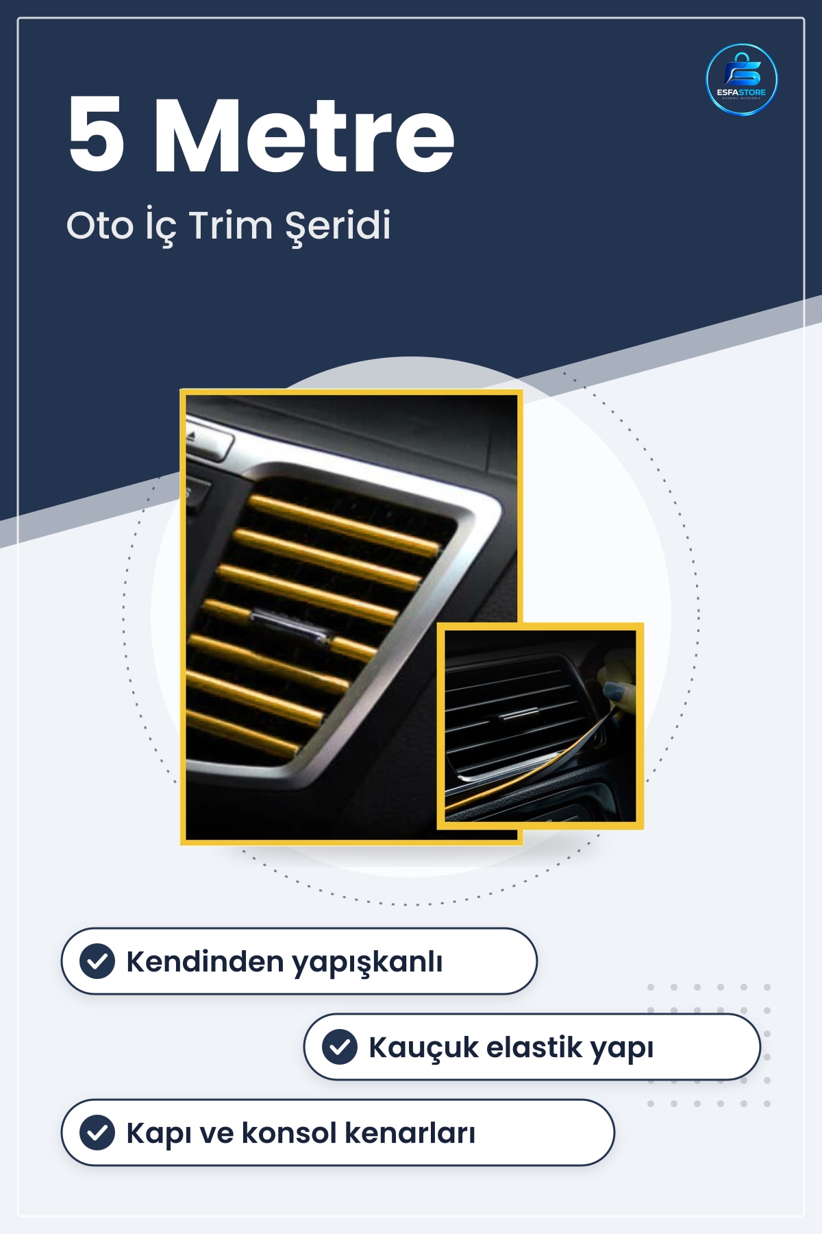 Oto Trim Dekorasyon Şeridi Kauçuk Elastik Kendinden Yapışkanlı İç Süsleme Bandı Dayanıklı Pratik