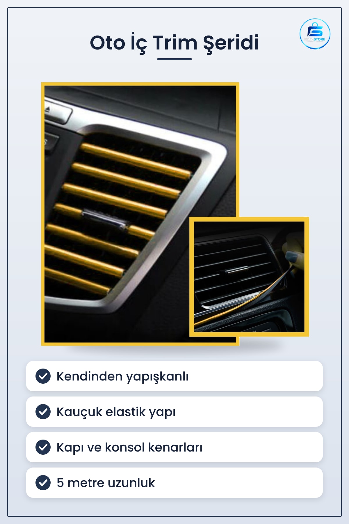 Oto Trim Dekorasyon Şeridi Kauçuk Elastik Kendinden Yapışkanlı İç Süsleme Bandı Dayanıklı Pratik