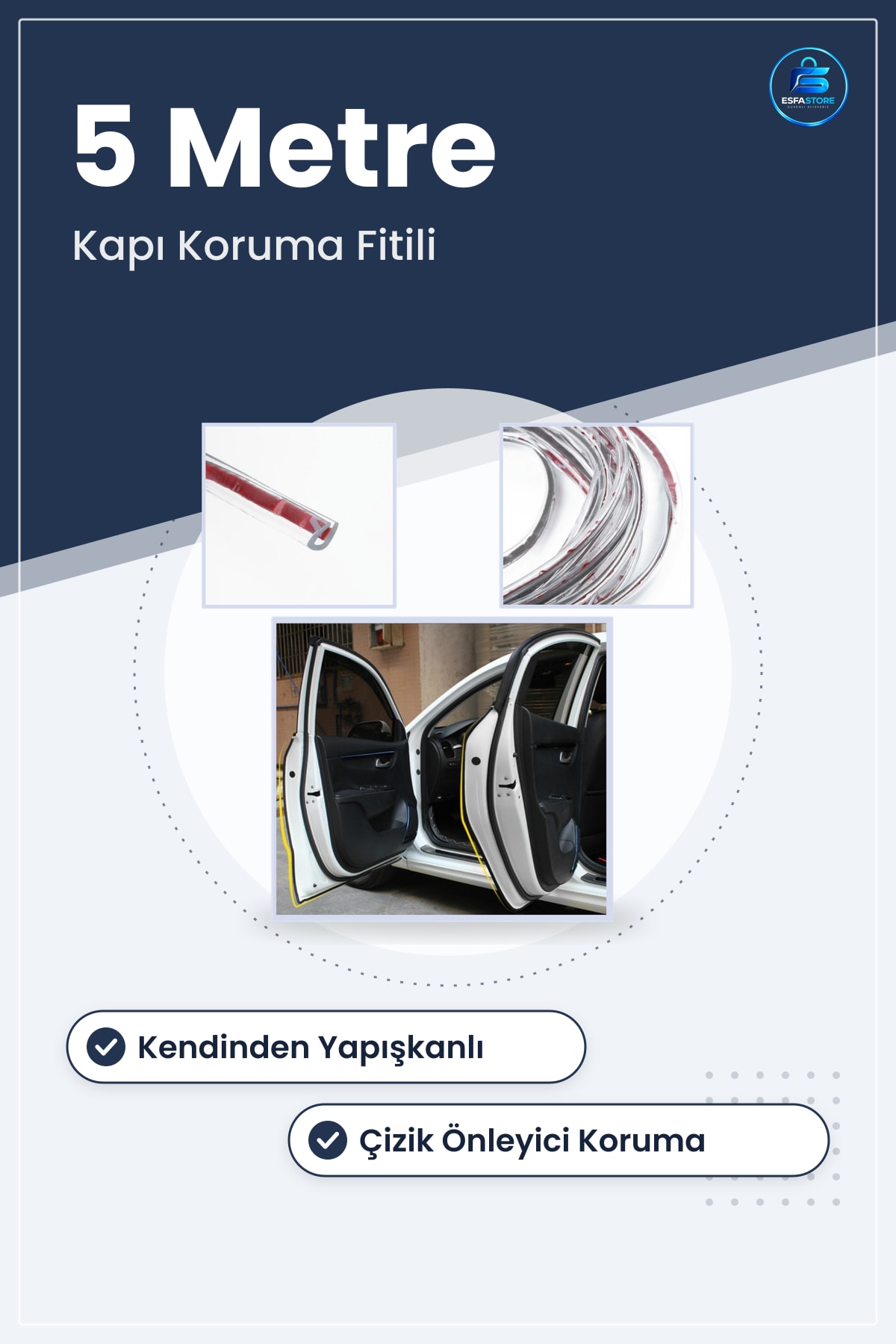 Araç Kapı Çarpma Çizik Önleyici Silikon Koruma Fitili Yapışkanlı Dayanıklı Pratik Kullanım Kenar