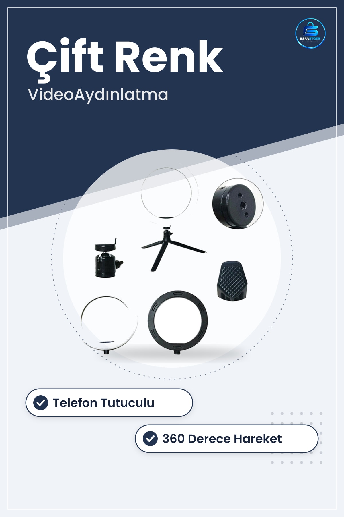 Selfie Halka Işık Tripod Led Telefon Tutuculu Video Fotoğraf Stüdyo Aydınlatma Pratik Kullanışlı