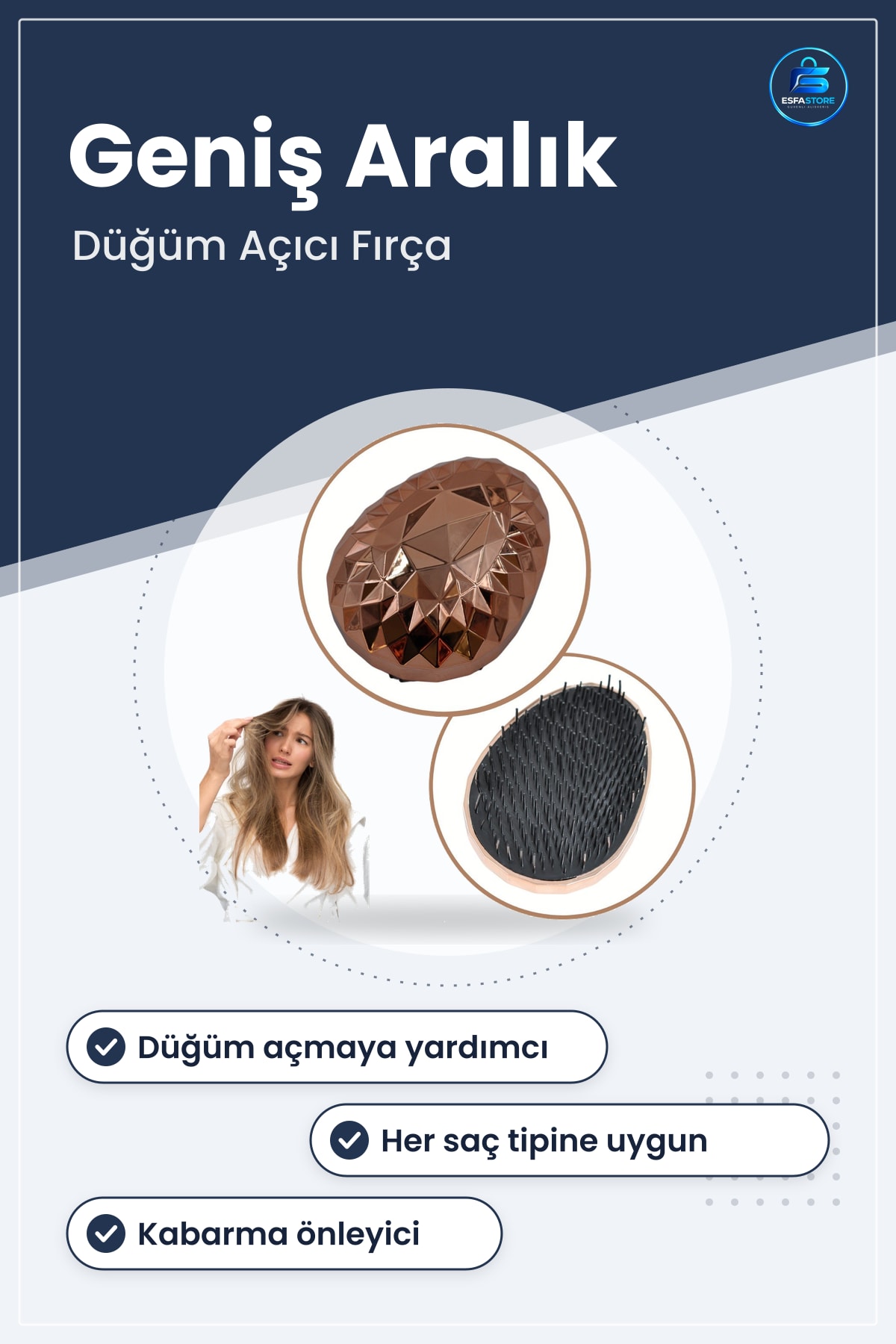 Saç Düzleştirici Tarak Geniş Aralıklı Her Tipe Uygun Kabarma Önleyici Düğüm Açıcı Fırça Pratik