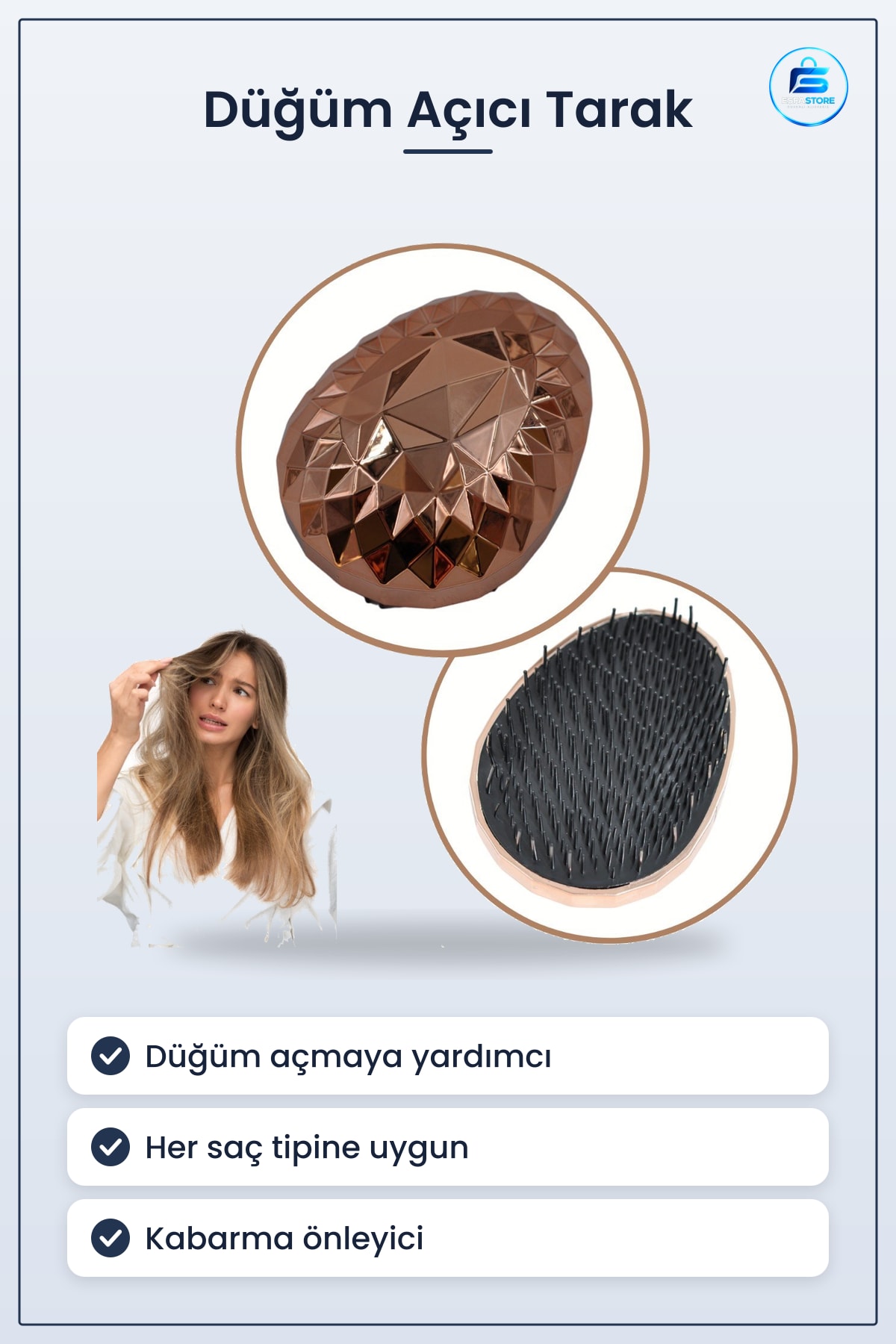 Saç Düzleştirici Tarak Geniş Aralıklı Her Tipe Uygun Kabarma Önleyici Düğüm Açıcı Fırça Pratik