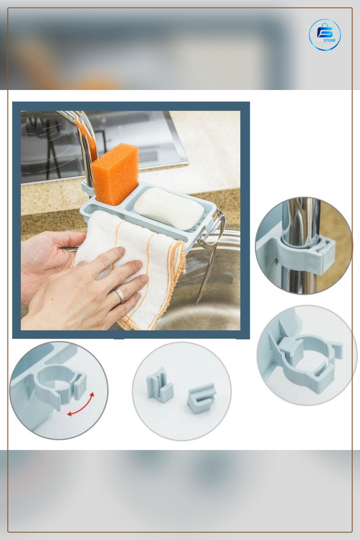 Musluğa Takılan Sünger Havlu Askılı Sabunluklu Mutfak Banyo Lavabo Düzenleyici Organizer Pratik