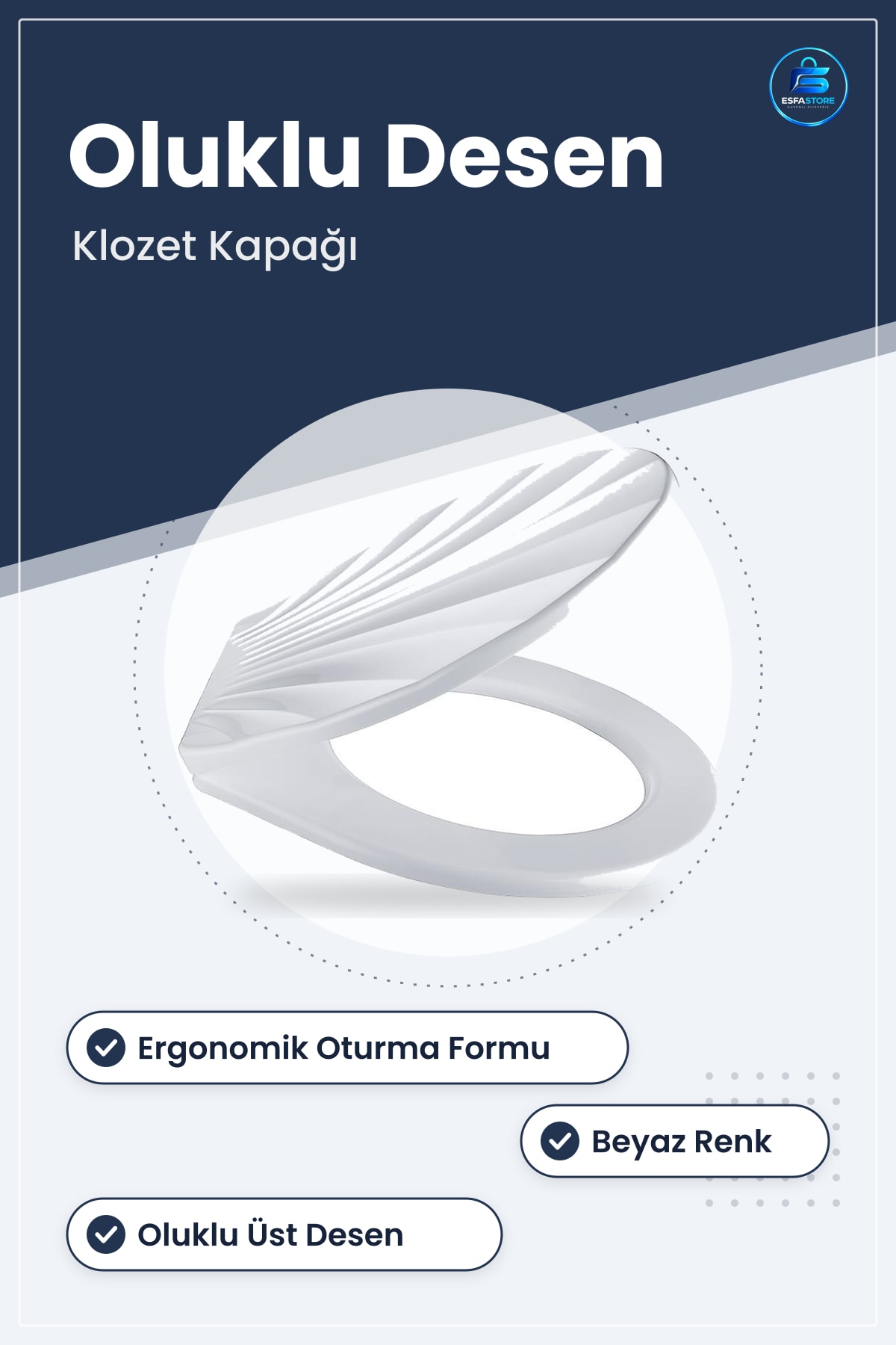 Klozet Kapağı Desenli Şık Ergonomik Rahat Beyaz Renk Banyo Tuvalet Oturağı Ev Kullanımı