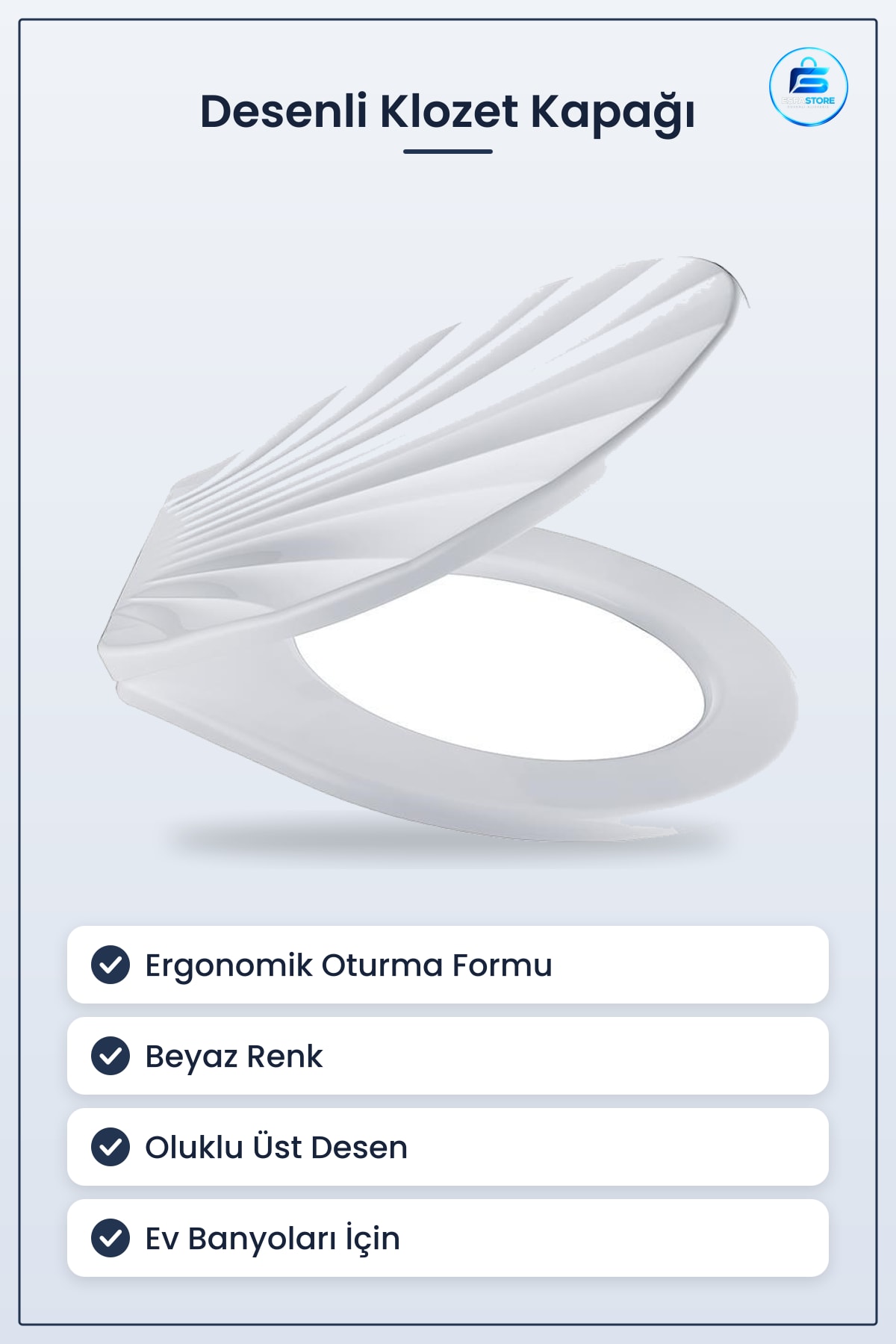 Klozet Kapağı Desenli Şık Ergonomik Rahat Beyaz Renk Banyo Tuvalet Oturağı Ev Kullanımı