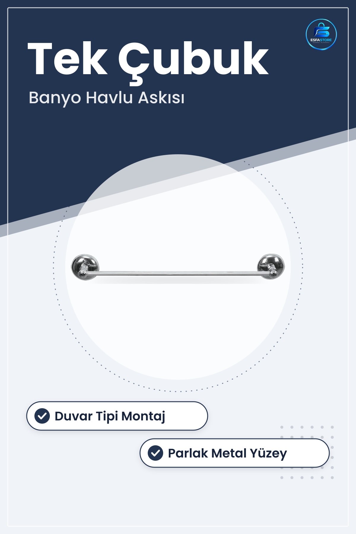 Havluluk Tek Çubuk Metal Duvar Tipi Banyo Havlu Askısı Dayanıklı Pratik Ev Banyosu Kullanımı İçin