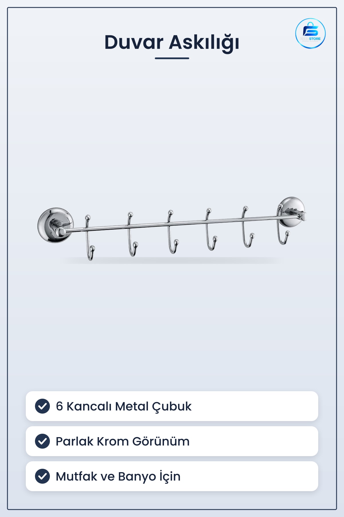 Paslanmaz Metal Parlak Dekoratif Kancalı Duvar Asklığı Mutfak Banyo Pratik Kullanışlı Hediyelik