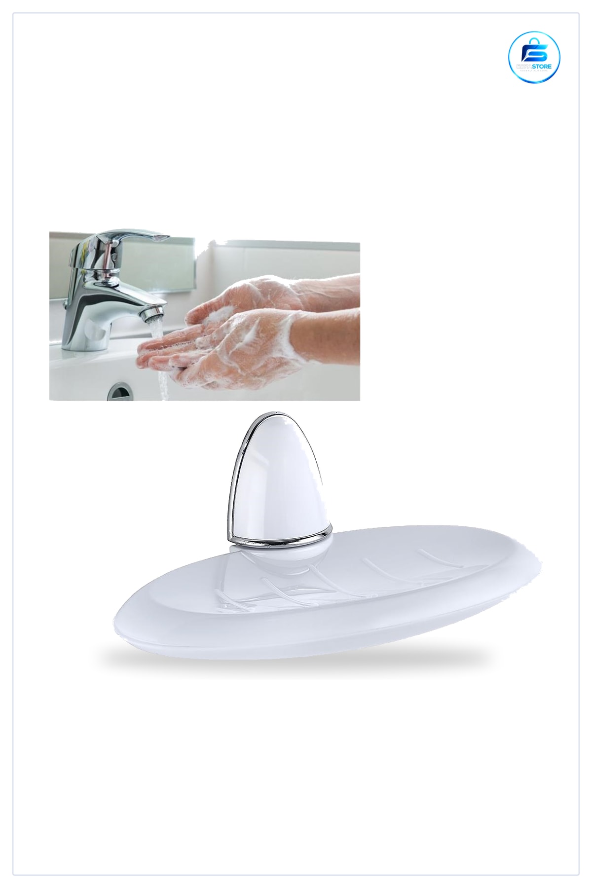 Beyaz Sabunluk Tutucu Stand Dekoratif Krom Detaylı Katı Sabun Tutacağı Raf Lüks Banyo Aksesuarı
