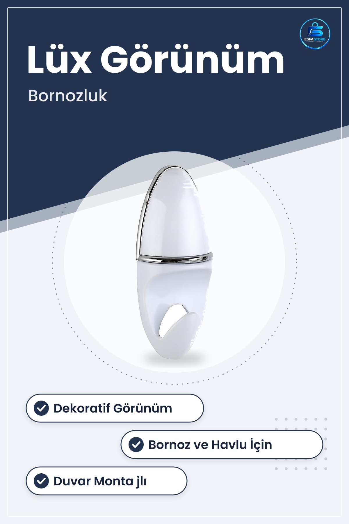 Lüx Banyo Bornoz Askısı 2 Adet Dekoratif Havlu Tutucu Duvar Askılığı Bornozluk Milenyum