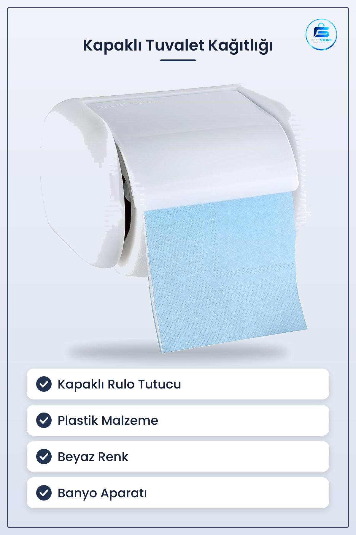 Kapaklı Rulo Tuvalet Kağıdı Tutucu Askısı Standı Tombul Kağıtlık Plastik Wc Banyo Aparatı Beyaz
