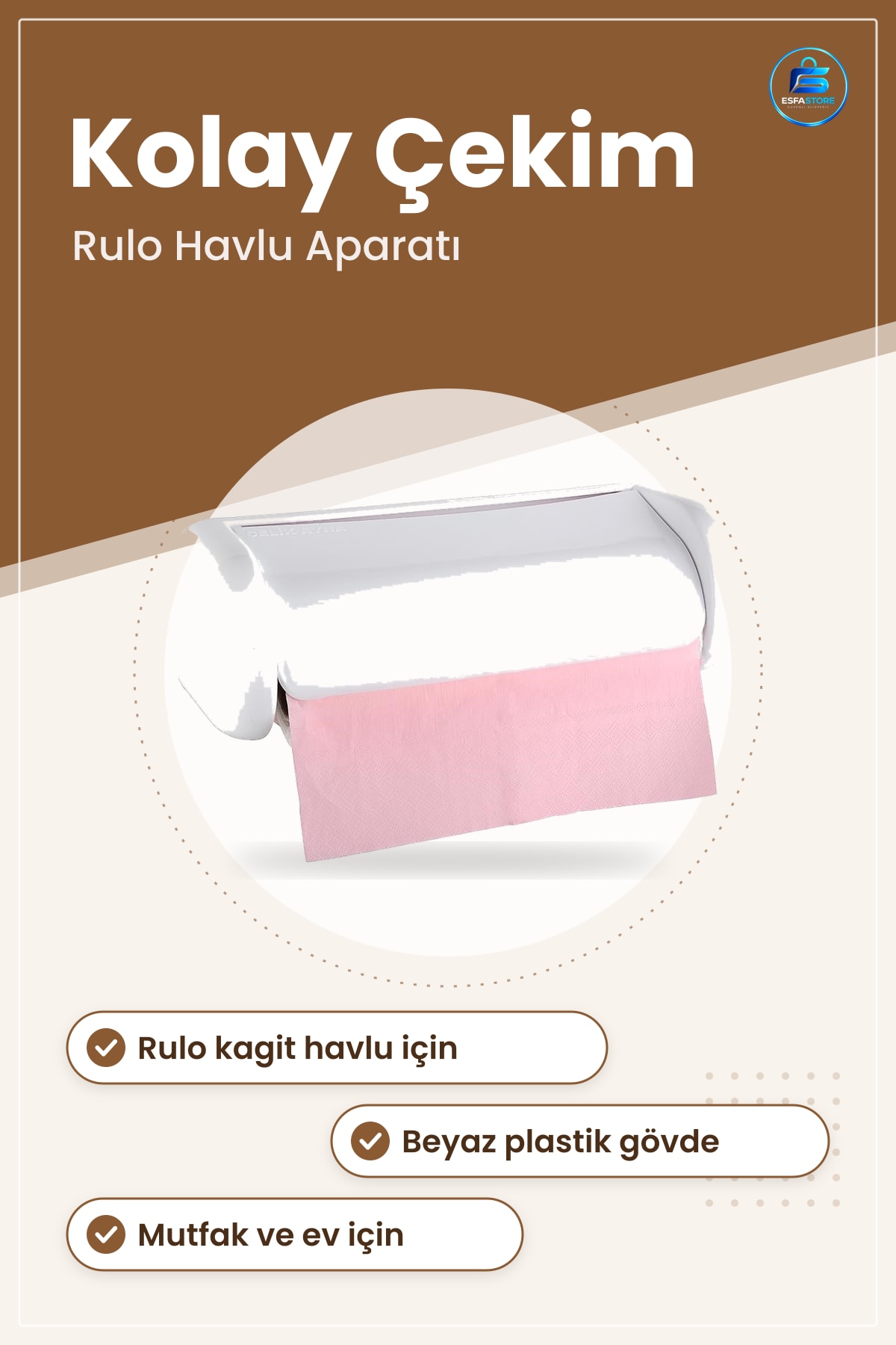 Rulo Kağıt Havlu Tutacağı Askısı Aparatı Pratik Beyaz Plastik Mutfak Kullanımı Ev İçin