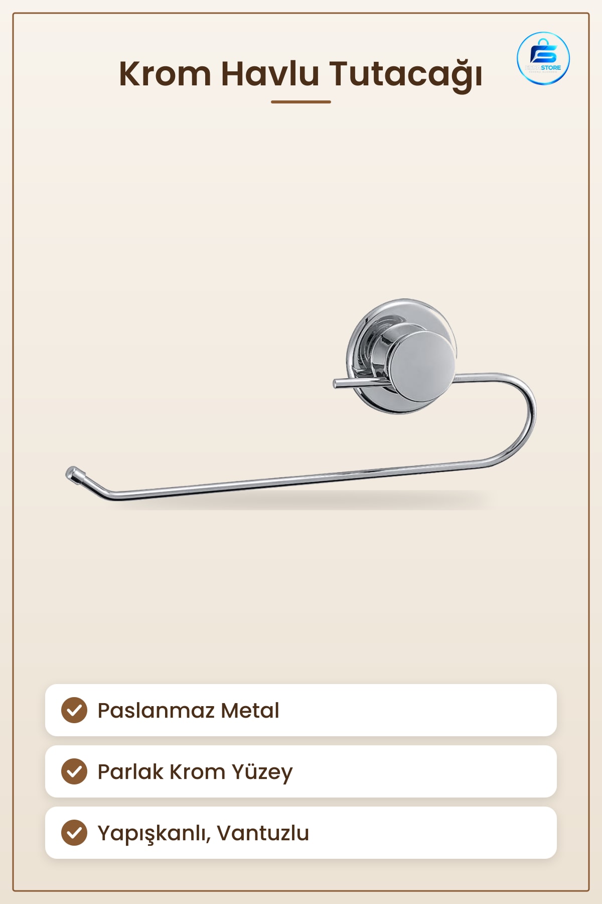 Yapışkanlı Paslanmaz Metal Kağıt Havluluk Rulo Havlu Tutacağı Askısı Vantuzlu Duvar Montajlı Krom