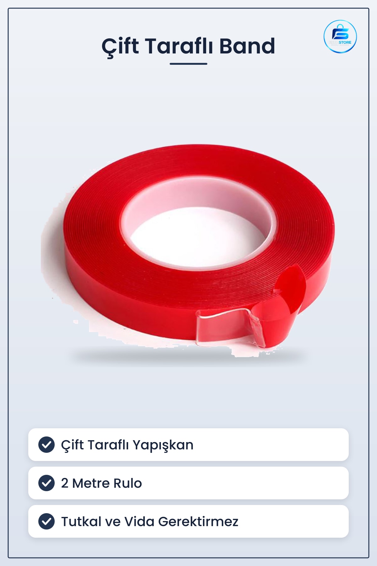 Çift Taraflı Yapışkanlı Silikon Bant 2 Metre Pratik Yapıştırma Bandı Çap 6 cm Yüzey İçin