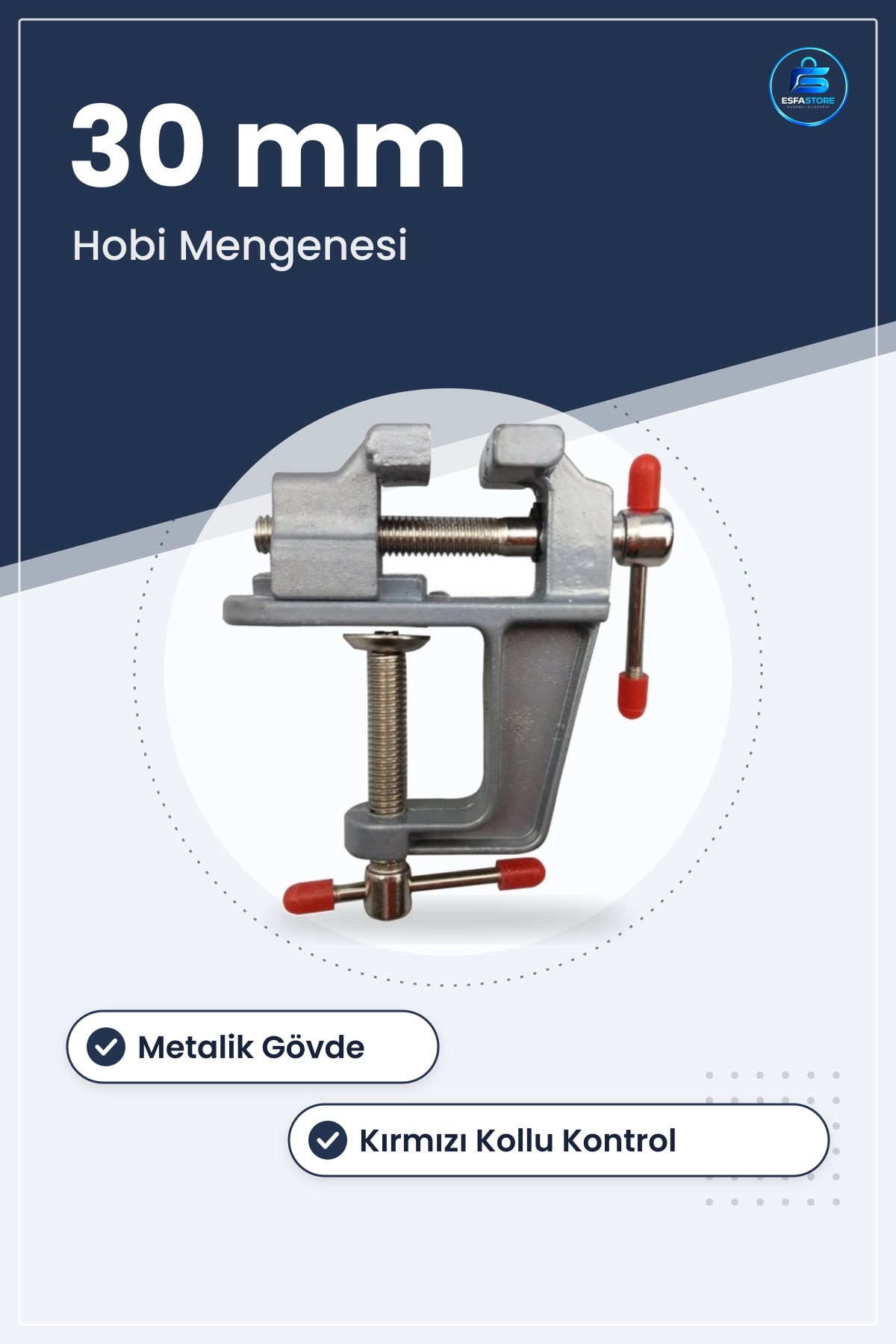 Masa Tezgah Üstü Hobi Mengenesi Sabitleme Sıkıştırma Aparatı 30mm Metalik Kelepçe Mekanizmalı