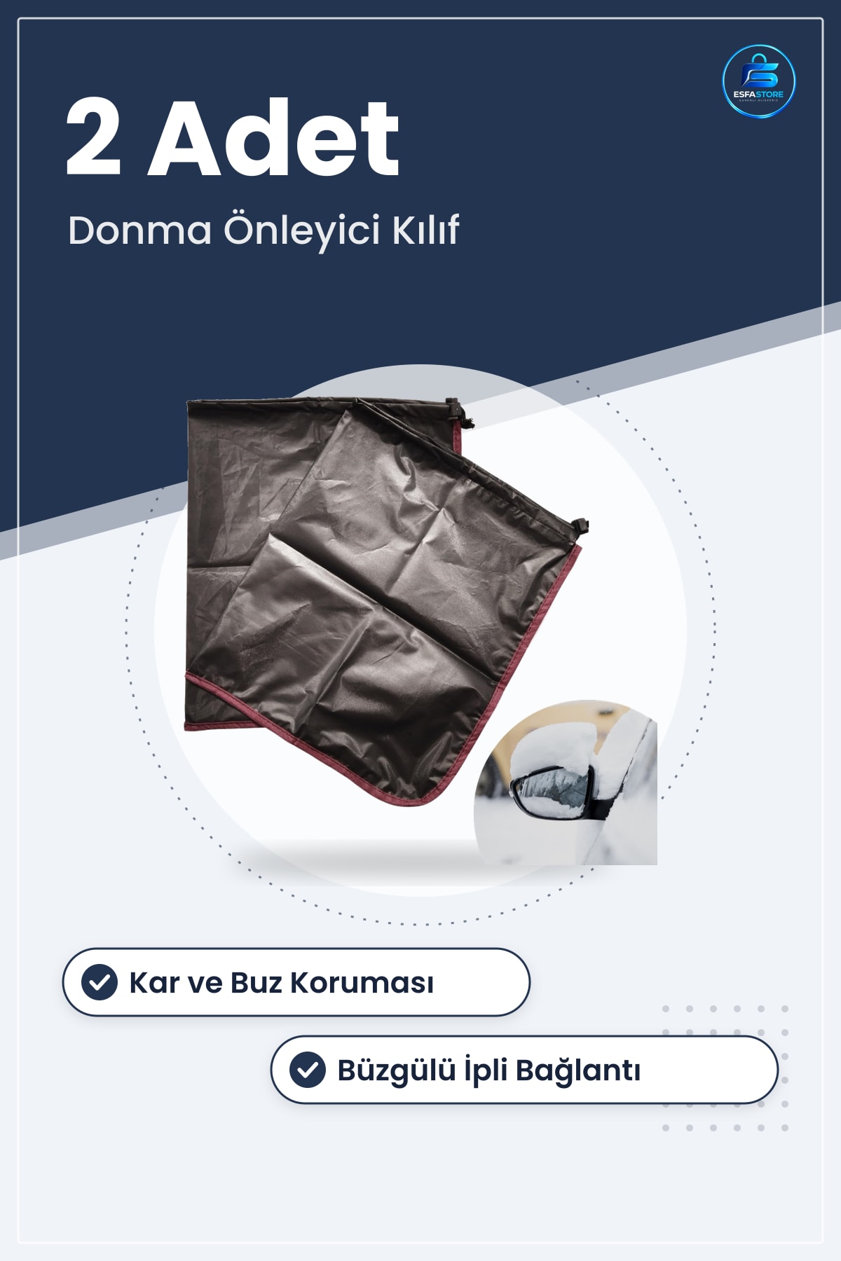 Araç Dikiz Aynası Donma Engelleyici Koruyucu Kılıf 2 Adet Kar Buzlanma Önleyici Kapak