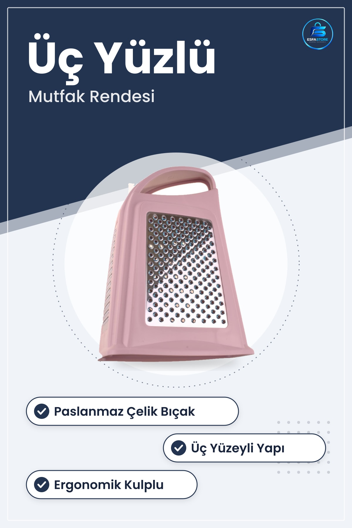 Mutfak Rendesi Paslanmaz Çelik Bıçaklı Üç Yüzlü Ergonomik Pratik Lüks Dayanıklı Kullanışlı Peynir