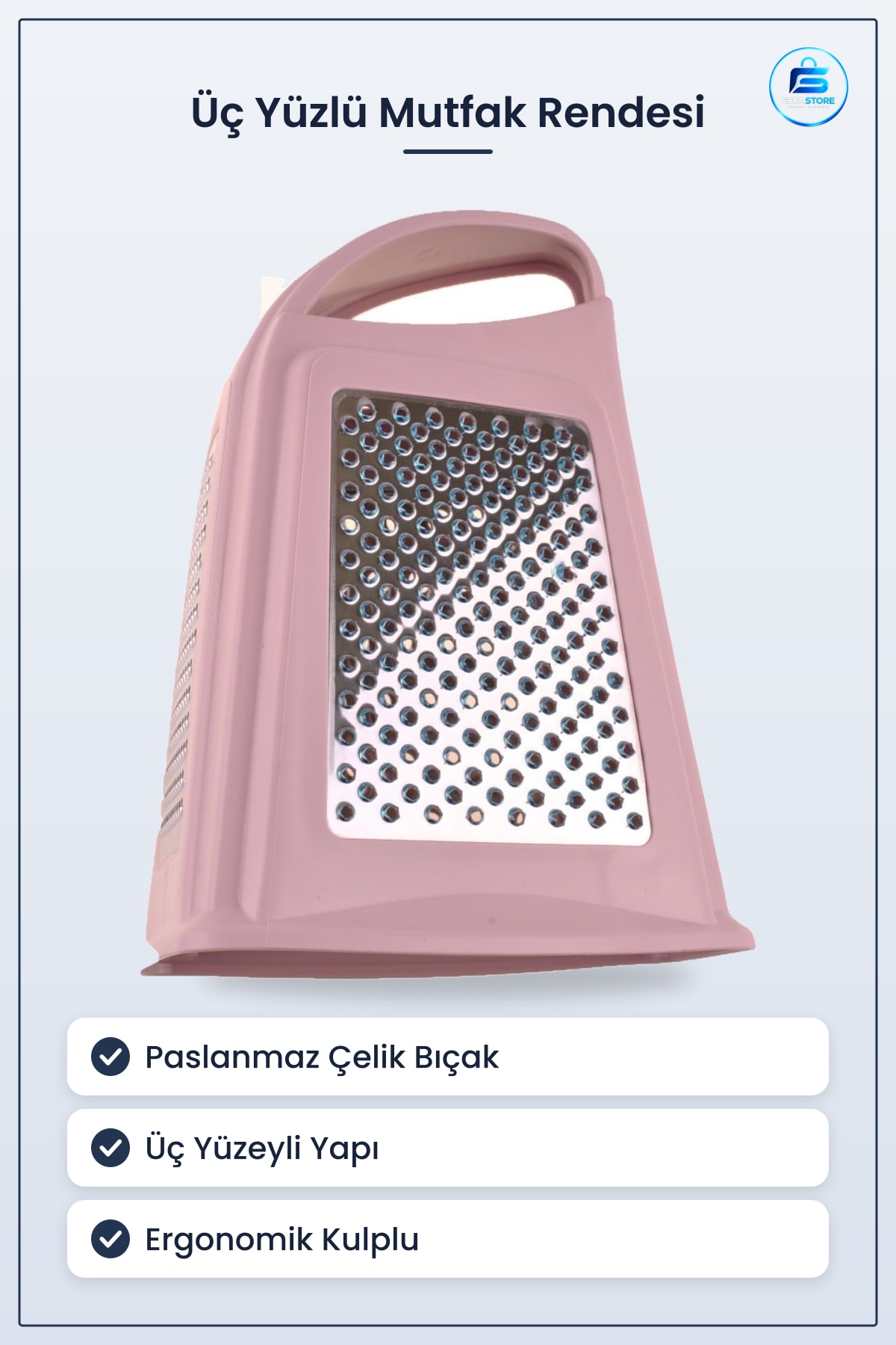 Mutfak Rendesi Paslanmaz Çelik Bıçaklı Üç Yüzlü Ergonomik Pratik Lüks Dayanıklı Kullanışlı Peynir