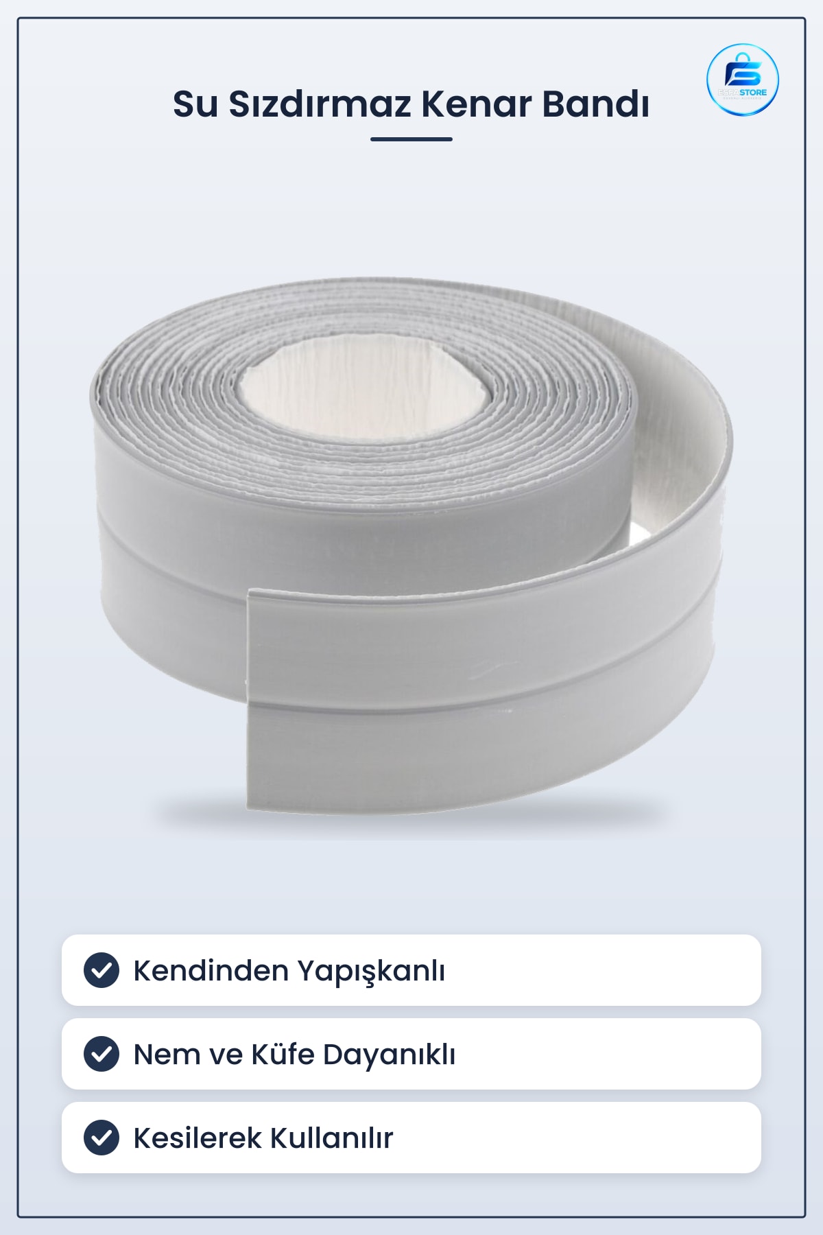 Su Sızdırmaz Banyo Lavabo Küvet İzolasyon Şerit Bant Kendinden Yapışkanlı Mutfak Kenar Bandı