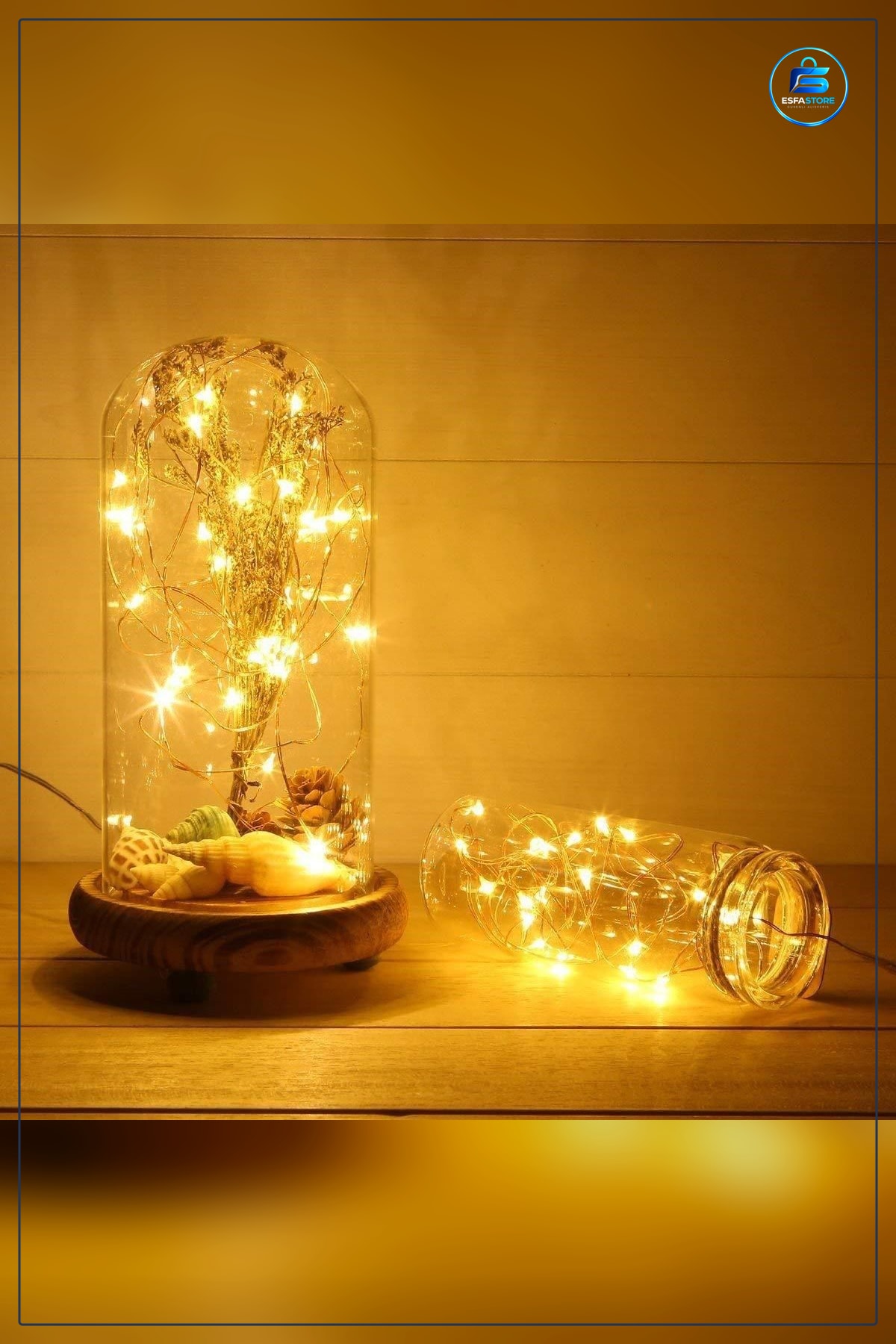 Peri Işık 5 Metre Sarı Pilli 50 LED Şerit Saçak Dekoratif Bahçe Salon Aydınlatma Süsleme