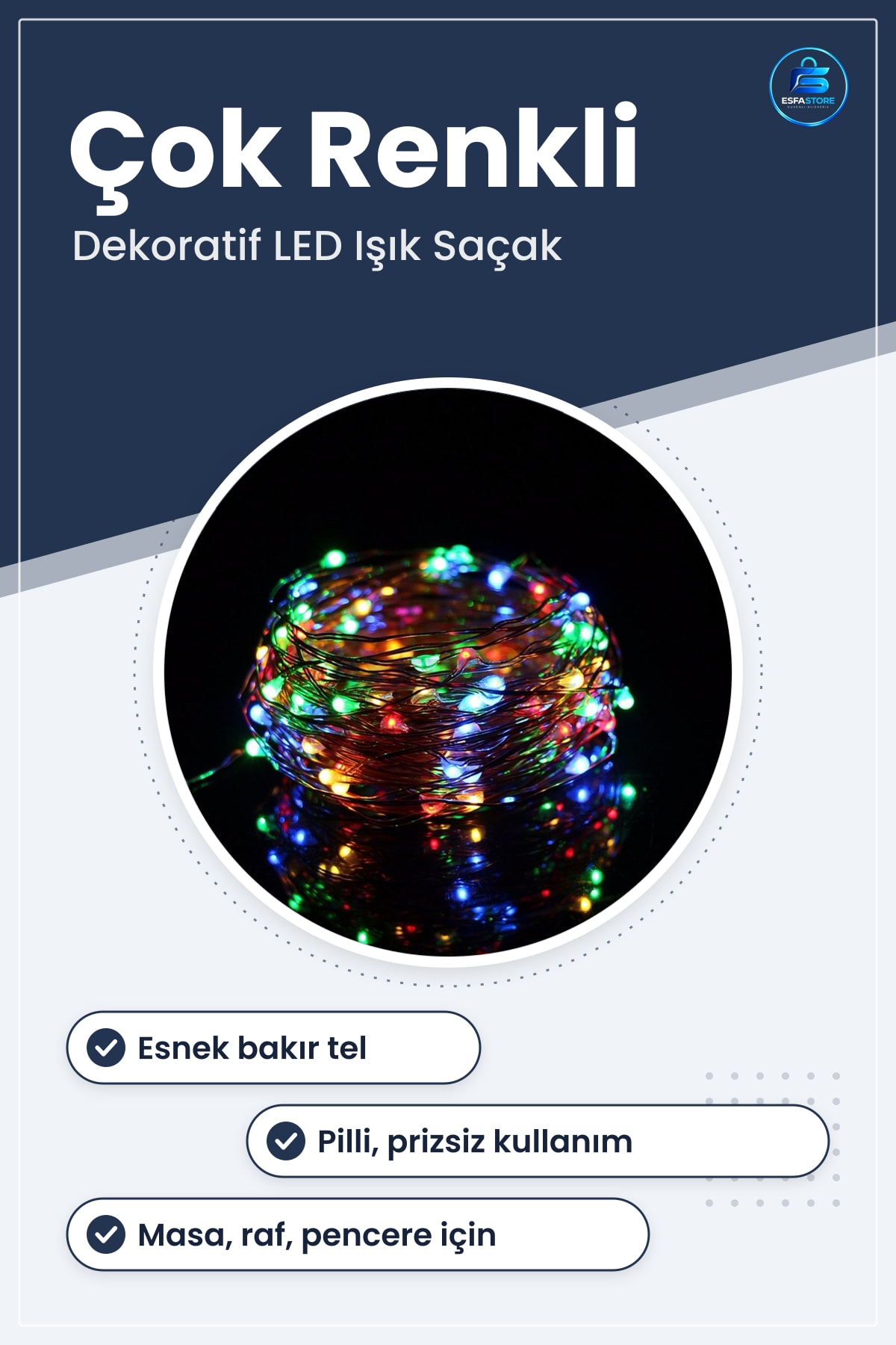 Pilli Peri Led Işık Saçak Dekoratif Aydınlatma Spot Süsleme Lambası Dayanıklı Hediyelik Pratik