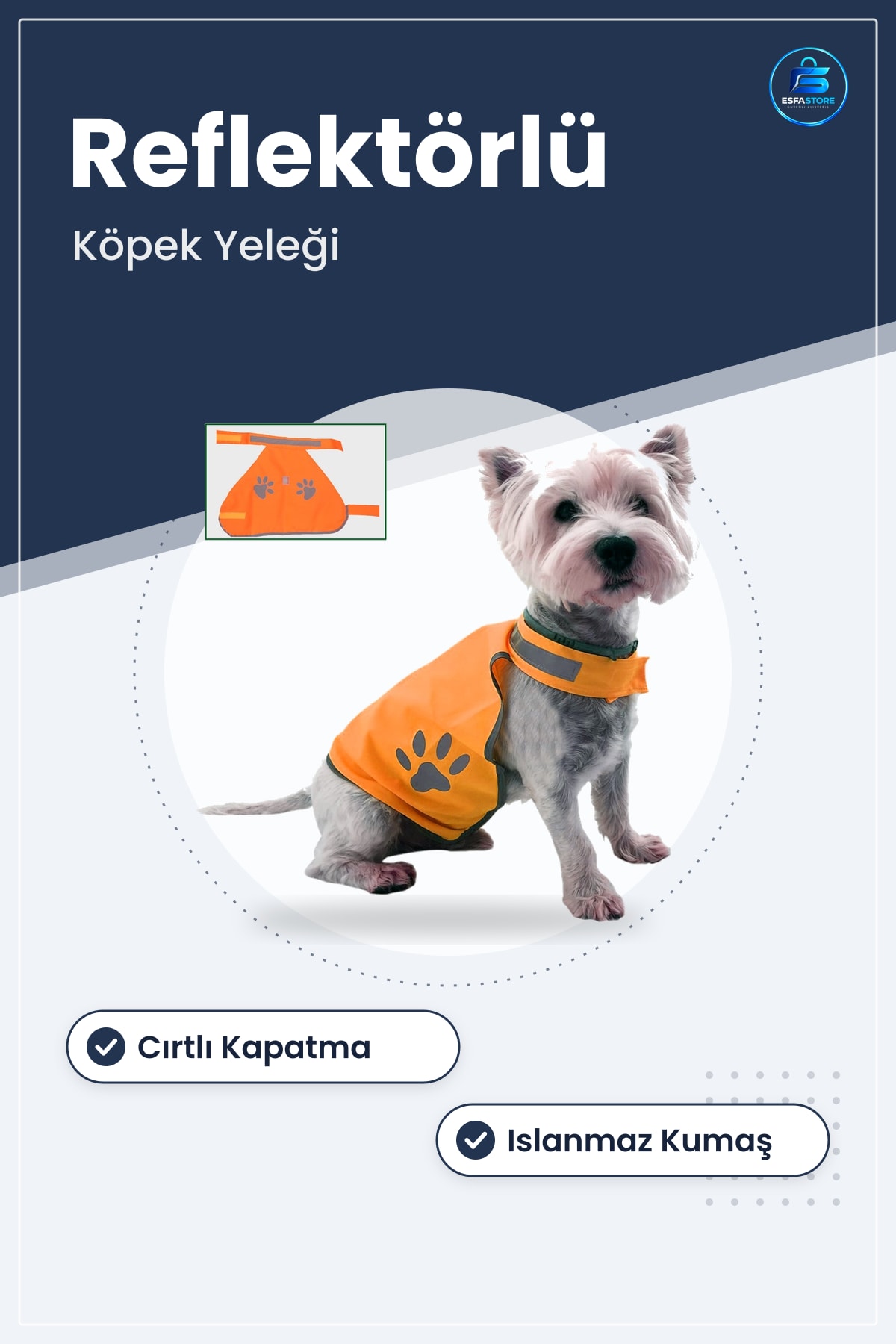 Köpek Yeleği Gece Görüşlü Reflektörlü Cırtlı Kapatmalı Islanmaz Kumaşlı Evcil Hayvan Güvenlik