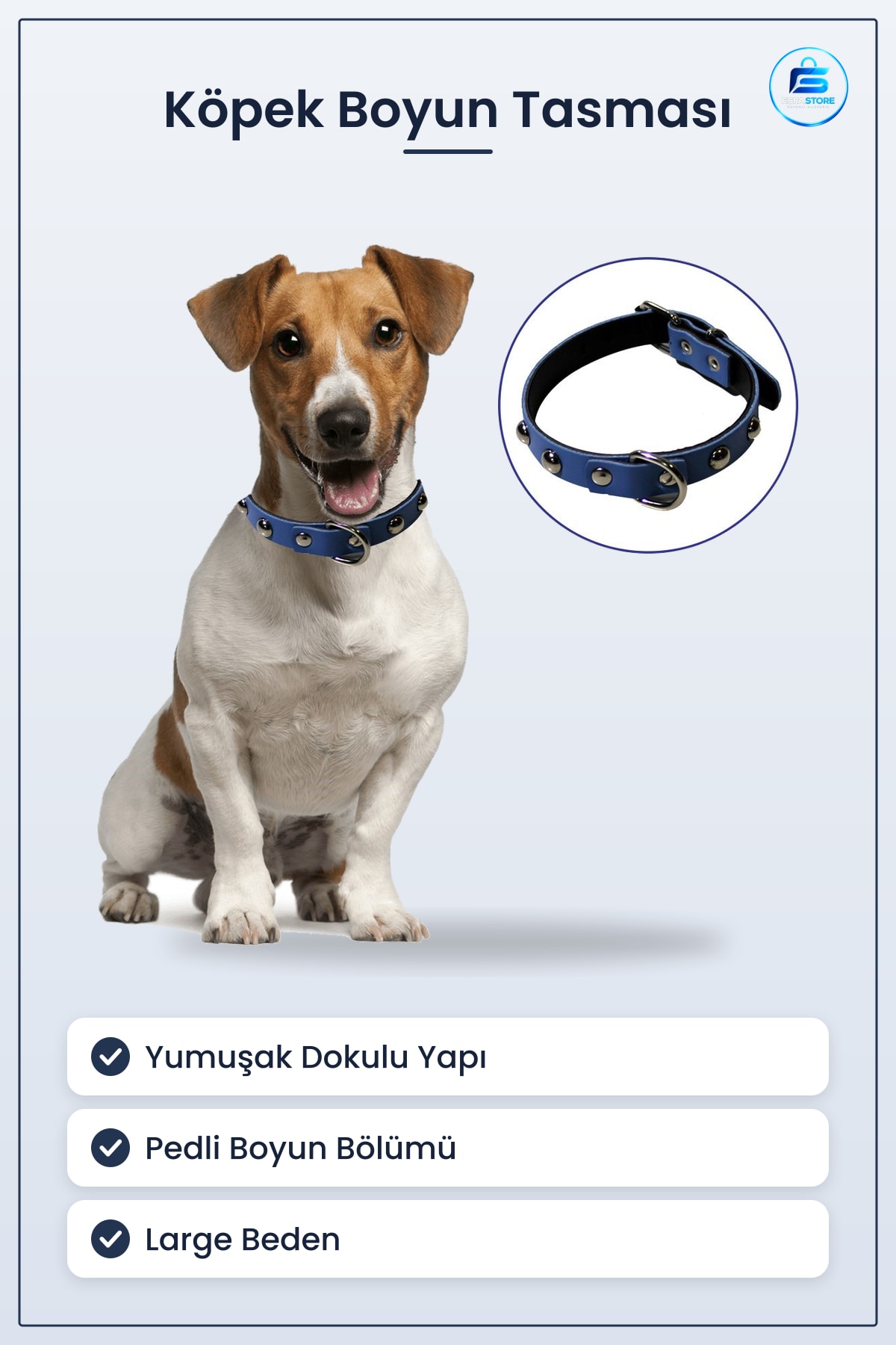 Yumuşak Dokulu Suni Deri Köpek Gezdirme Boyun Tasması Pedli Large Beden Evcil Hayvan