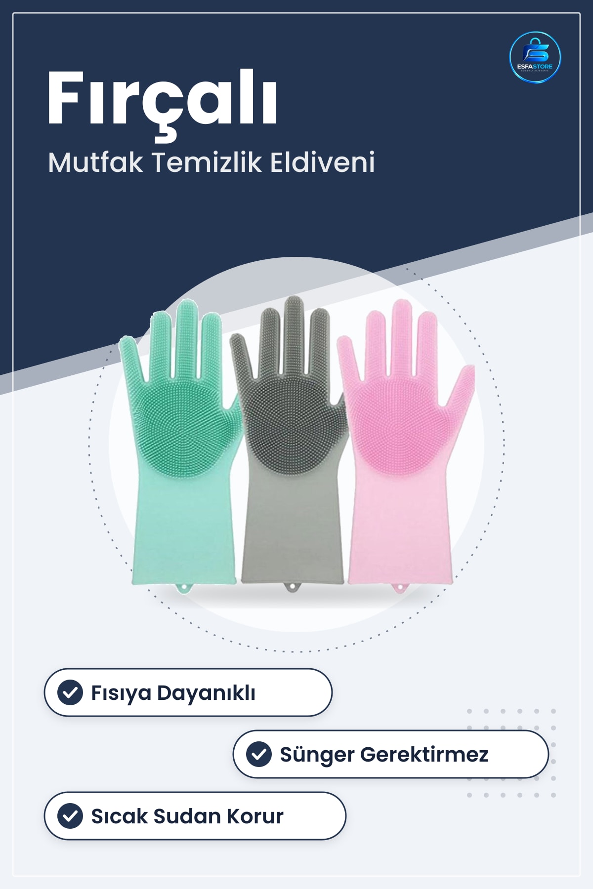 Silikon Bulaşık Yıkama Eldiveni Isıya Dayanıklı Fırçalı Sihirli Mutfak Temizliği 357x165cm 1