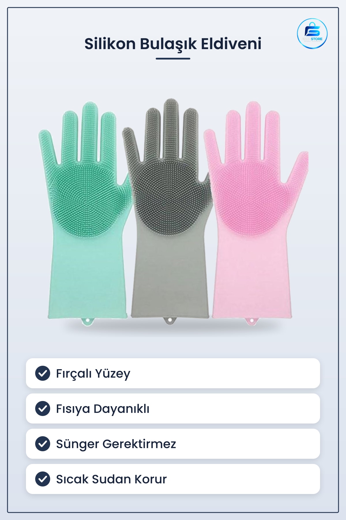 Silikon Bulaşık Yıkama Eldiveni Isıya Dayanıklı Fırçalı Sihirli Mutfak Temizliği 357x165cm 1