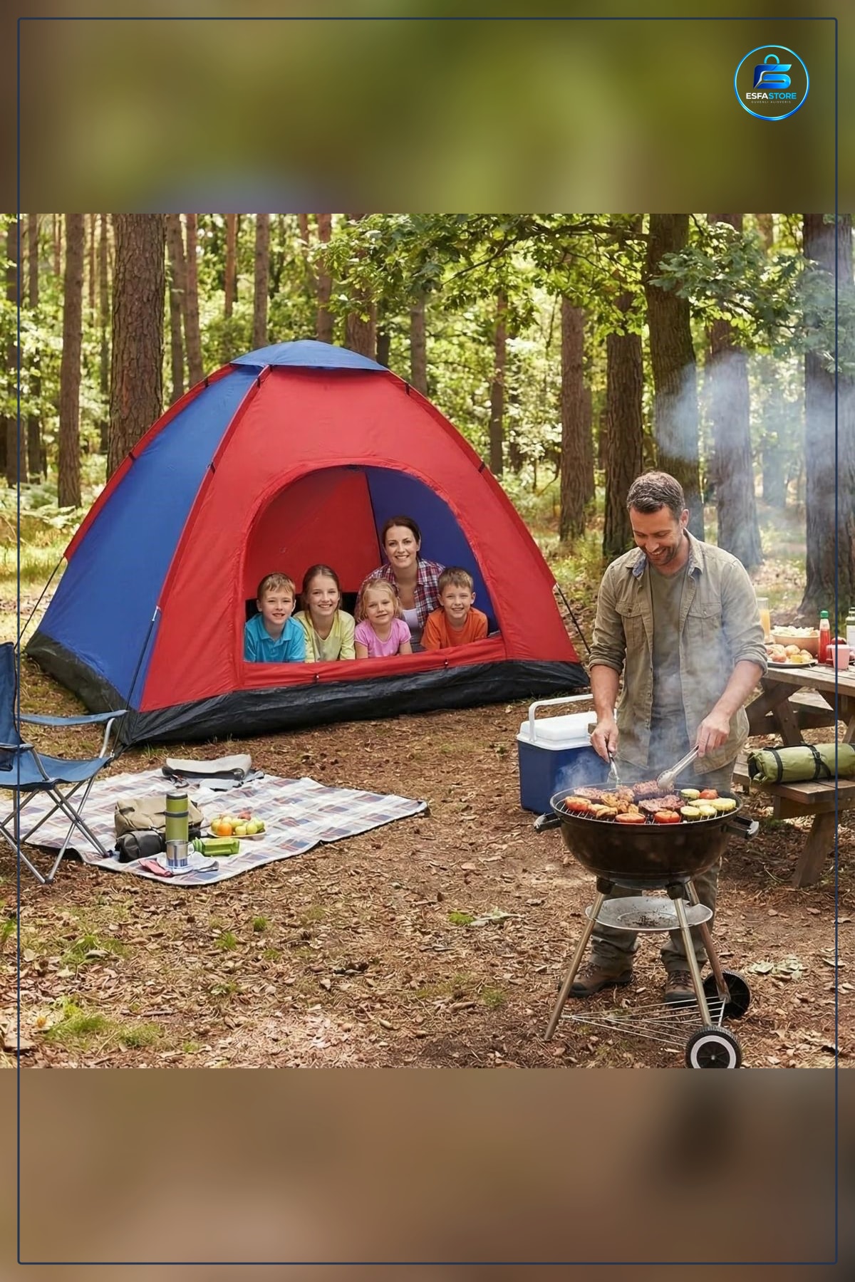 Manuel Kurulum Geniş Aile Tipi Kamp Çadırı Doğa Piknik Outdoor Kullanıma Uygun Dayanıklı