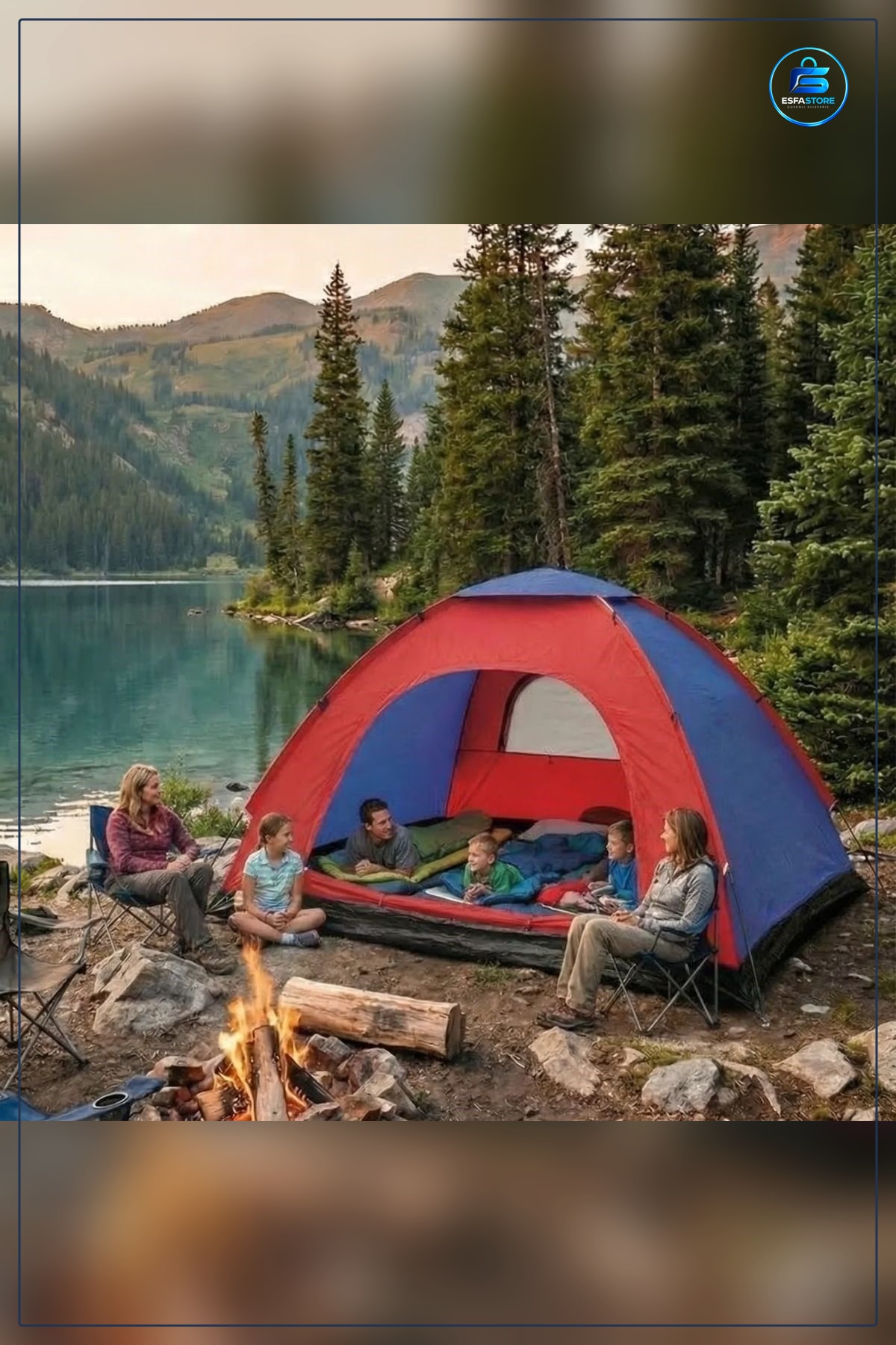 Manuel Kurulum Geniş Aile Tipi Kamp Çadırı Doğa Piknik Outdoor Kullanıma Uygun Dayanıklı