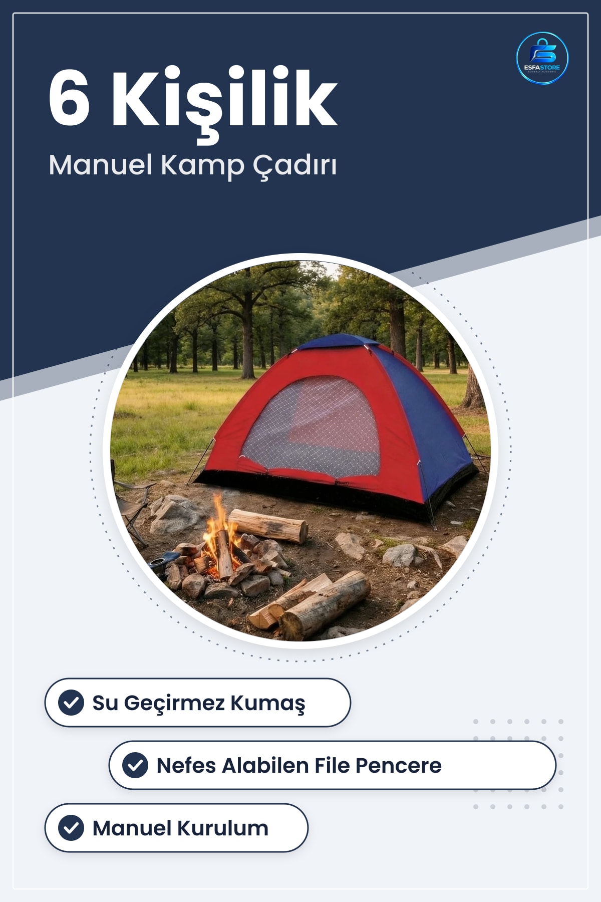 Manuel Kurulum Geniş Aile Tipi Kamp Çadırı Doğa Piknik Outdoor Kullanıma Uygun Dayanıklı