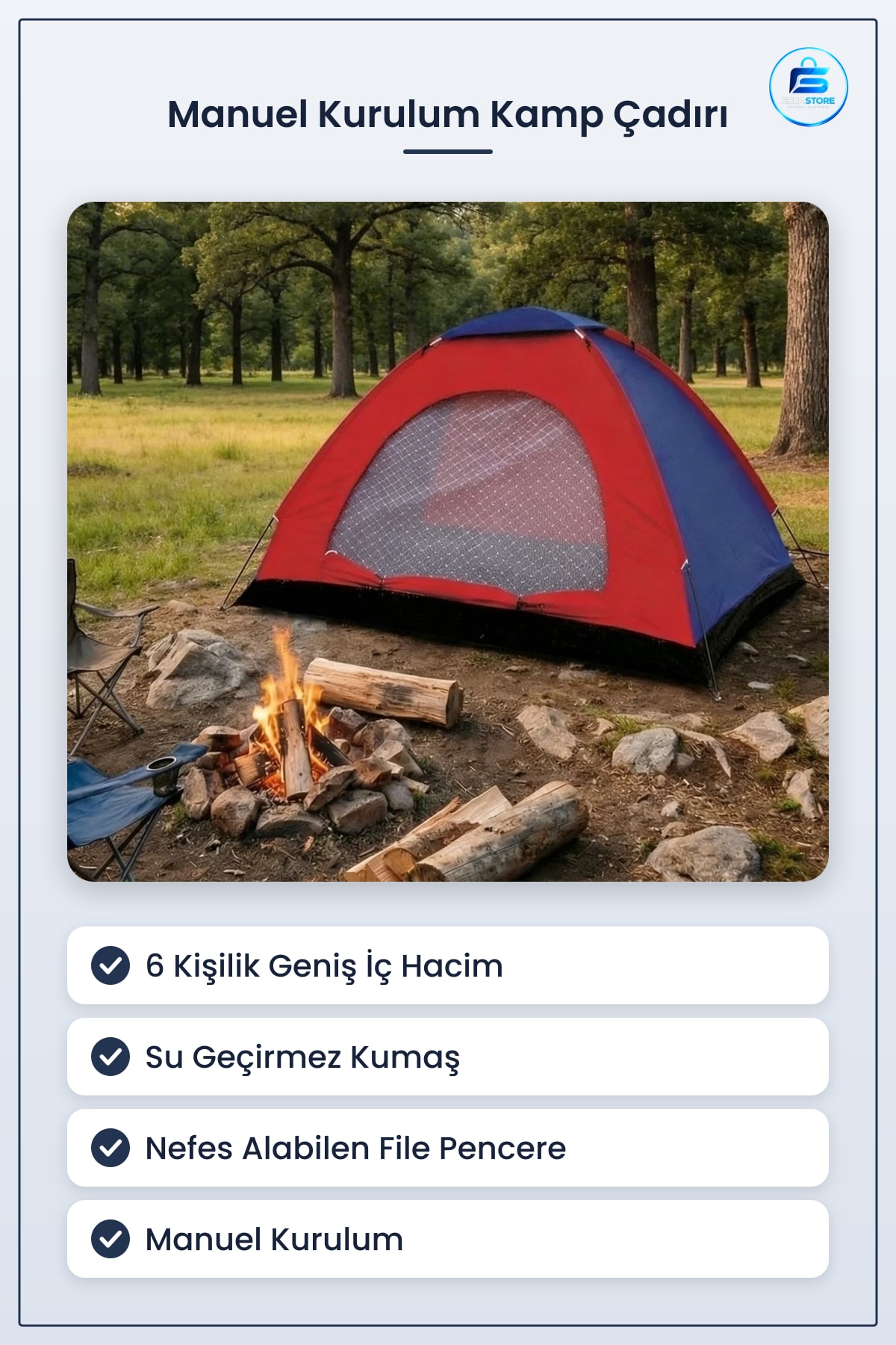 Manuel Kurulum Geniş Aile Tipi Kamp Çadırı Doğa Piknik Outdoor Kullanıma Uygun Dayanıklı
