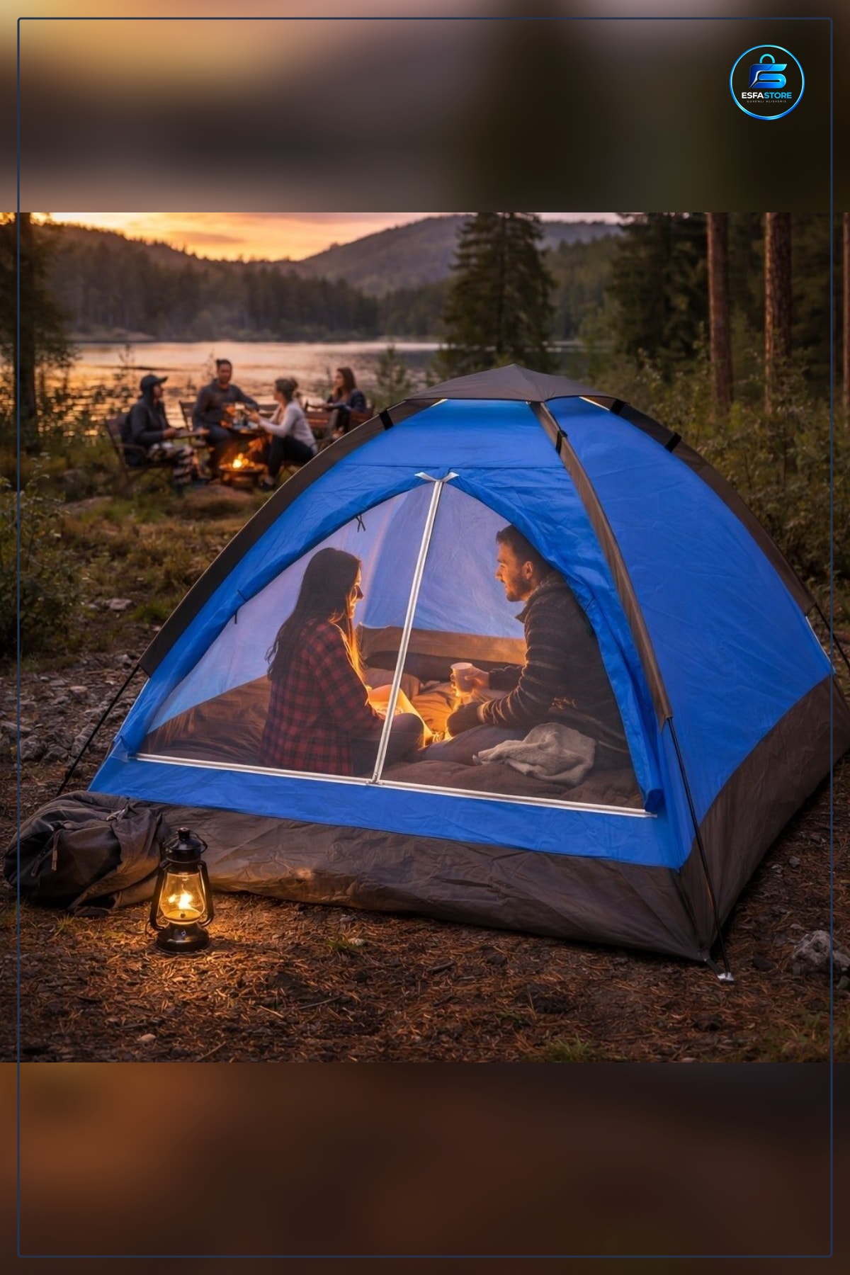 Manuel Kurulumlu Düz Kapılı Aile Tipi Kamp Çadırı Outdoor Doğa ve Piknik Kullanımına Uygun