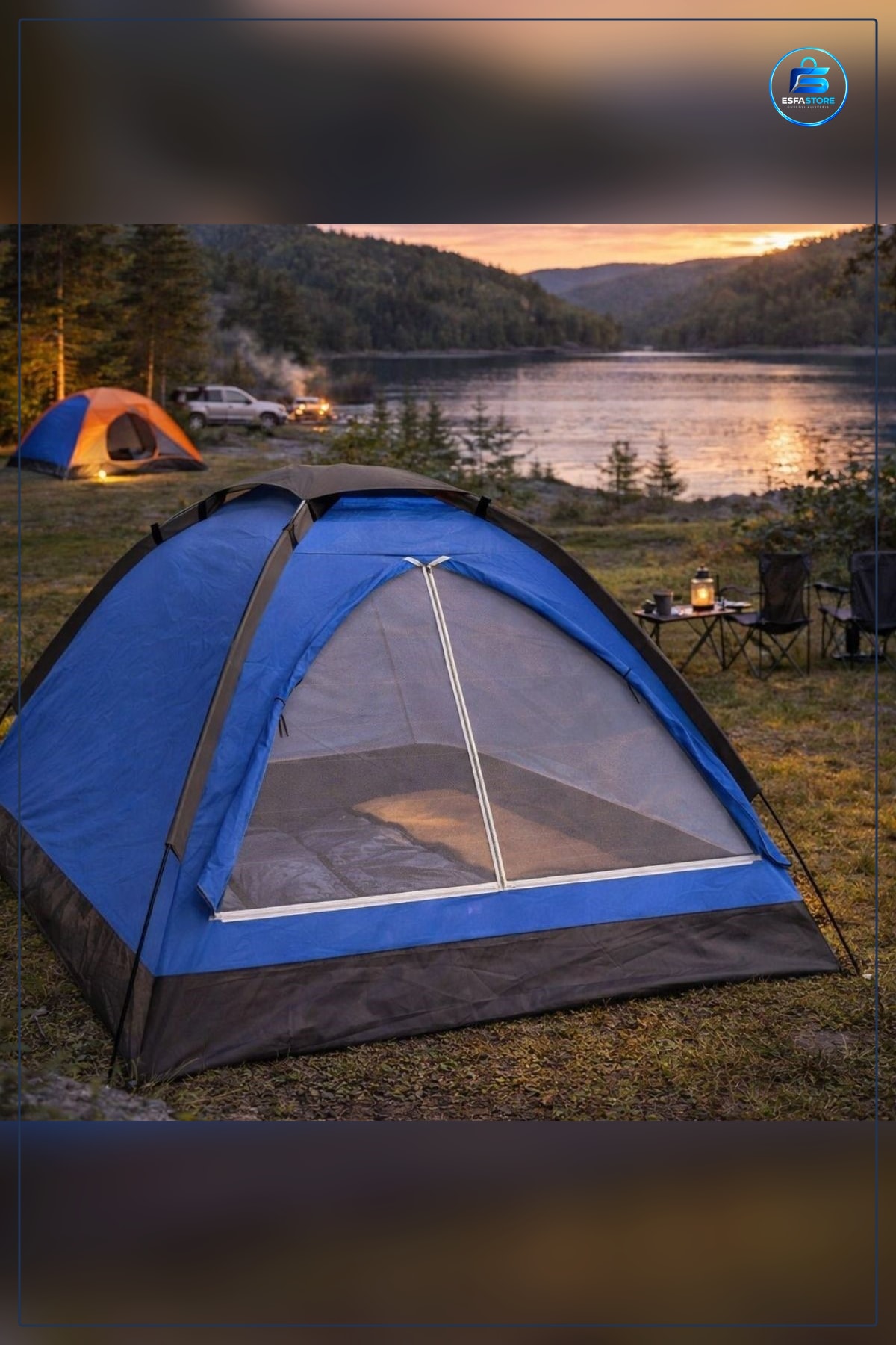 Manuel Kurulumlu Düz Kapılı Aile Tipi Kamp Çadırı Outdoor Doğa ve Piknik Kullanımına Uygun
