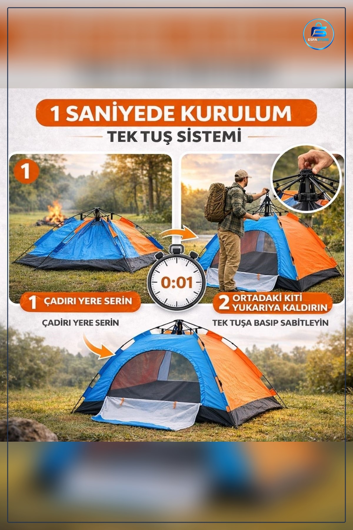 Otomatik Kurulumlu Kamp Çadırı Suya Dayanıklı Geniş Aile Modeli Piknik ve Doğa İçin Ferah