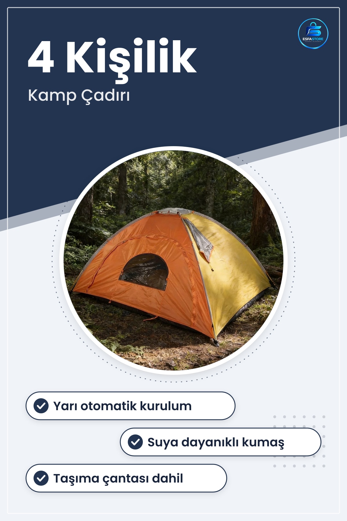 Yarı Otomatik Kamp Çadırı Suya Dayanıklı Hızlı Kurulumlu Outdoor Aile Piknik ve Doğa Kullanımı