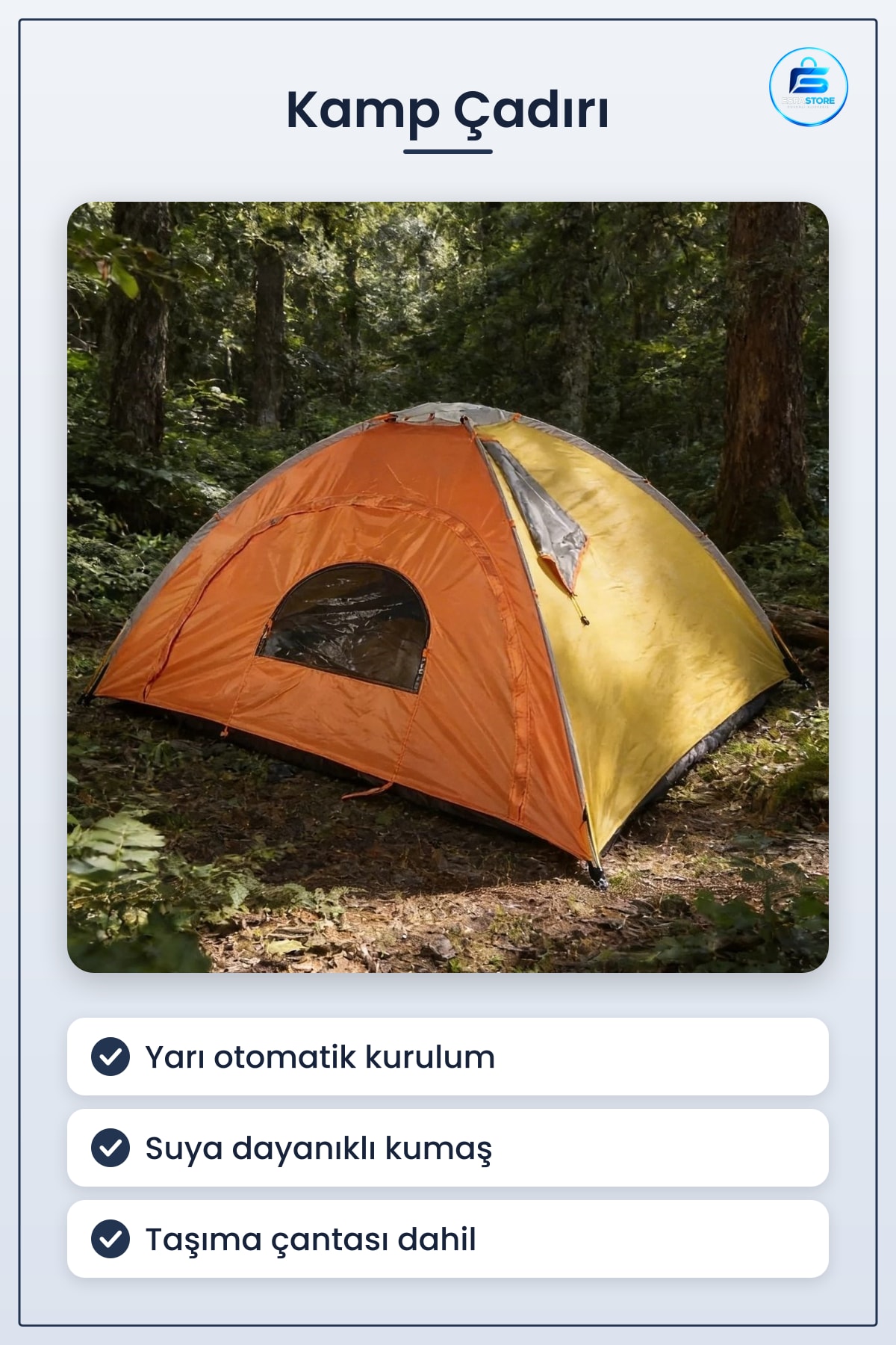 Yarı Otomatik Kamp Çadırı Suya Dayanıklı Hızlı Kurulumlu Outdoor Aile Piknik ve Doğa Kullanımı